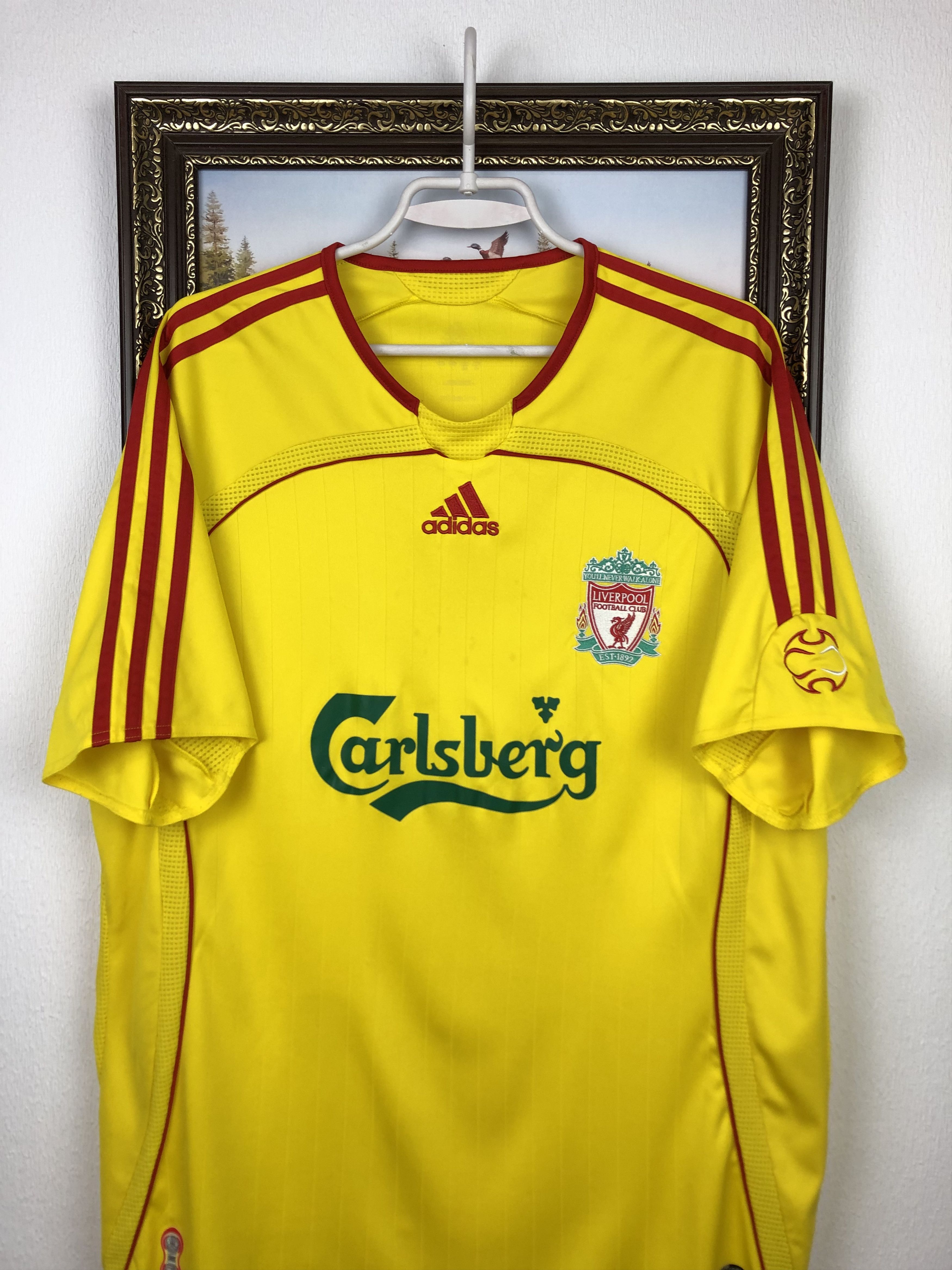 Vintage Liverpool football shirt 2006 Soccer Yellow Jersey Trikot Size US XL / EU 56 / 4 - 2 Thumbnail