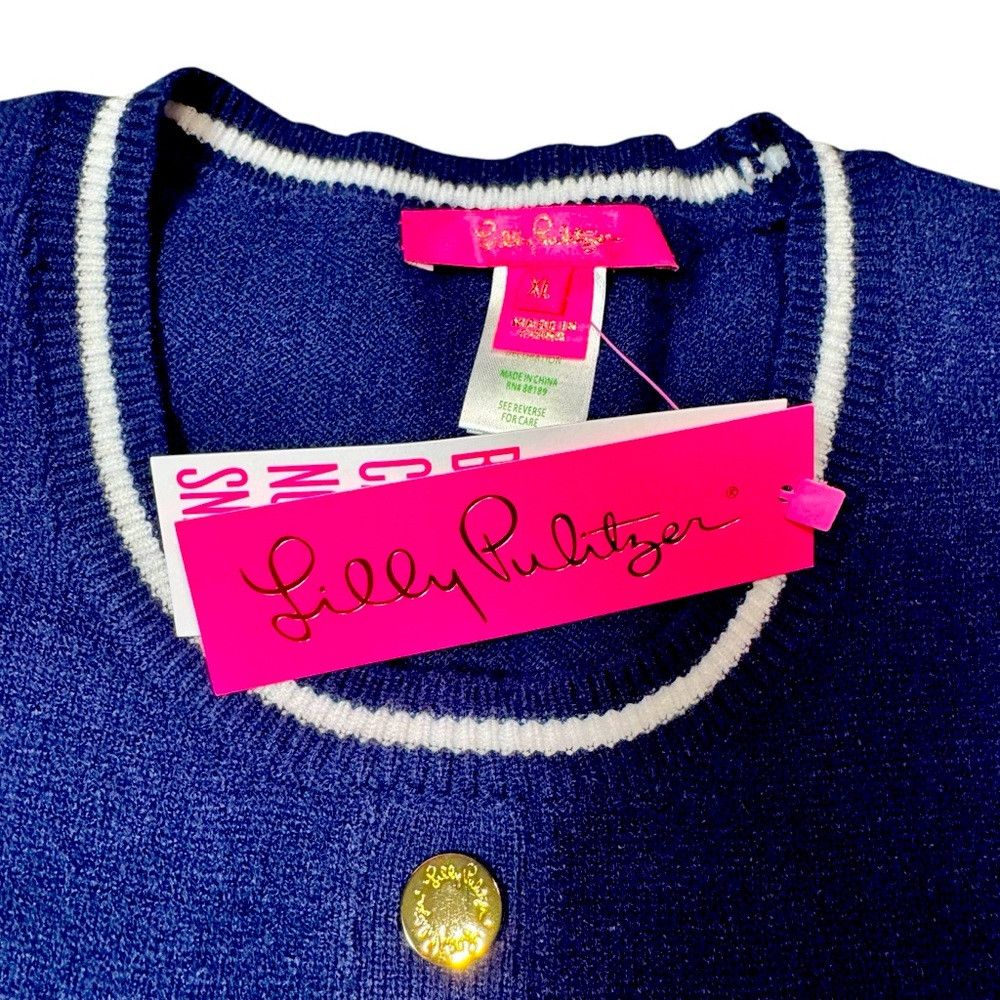 Lilly Pulitzer NWT New $198 Lilly Pulitzer Danley Sweater Navy Knit Dress Size XL / US 12-14 / IT 48-50 - 6 Thumbnail