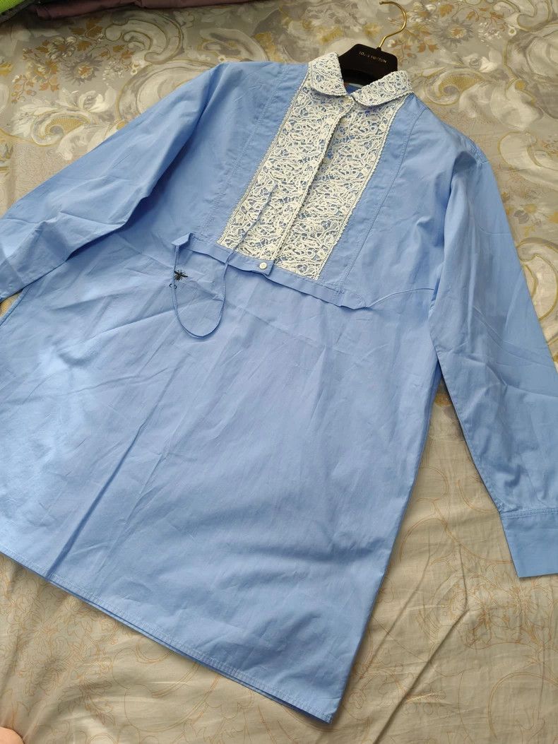 Dior DiorCourt-style blue lace shirt dress 2503-Nextarrow Size 4XL / US 24-26 - 1 Thumbnail