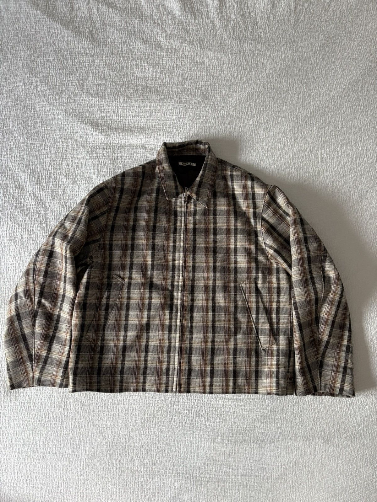 Auralee Double Face Check Zip Blouson | Grailed