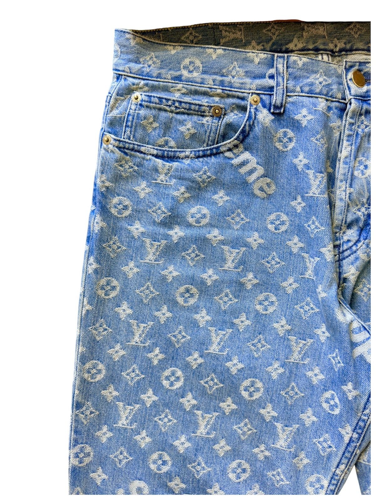 Louis Vuitton × Supreme Louis Vuitton X SUPREME 32 Denim Jeans Blue Monogram Size US 32 / EU 48 - 6 Thumbnail