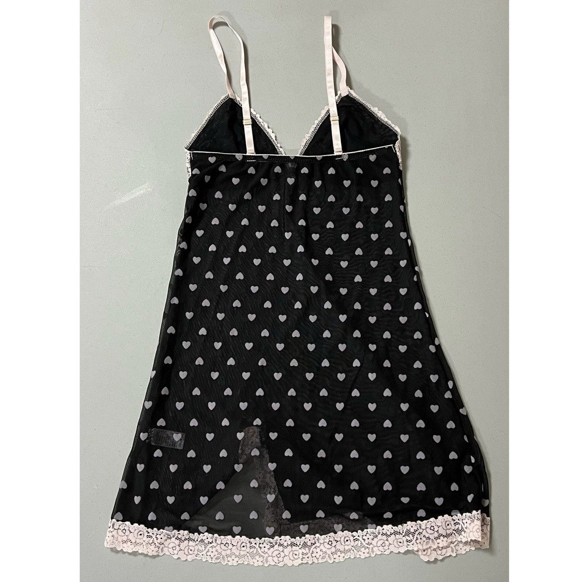 Vintage Black Pink Hearts Babydoll Nightie Lingerie Dress Size S 🖤🩷 Size S / US 4 / IT 40 - 5 Thumbnail