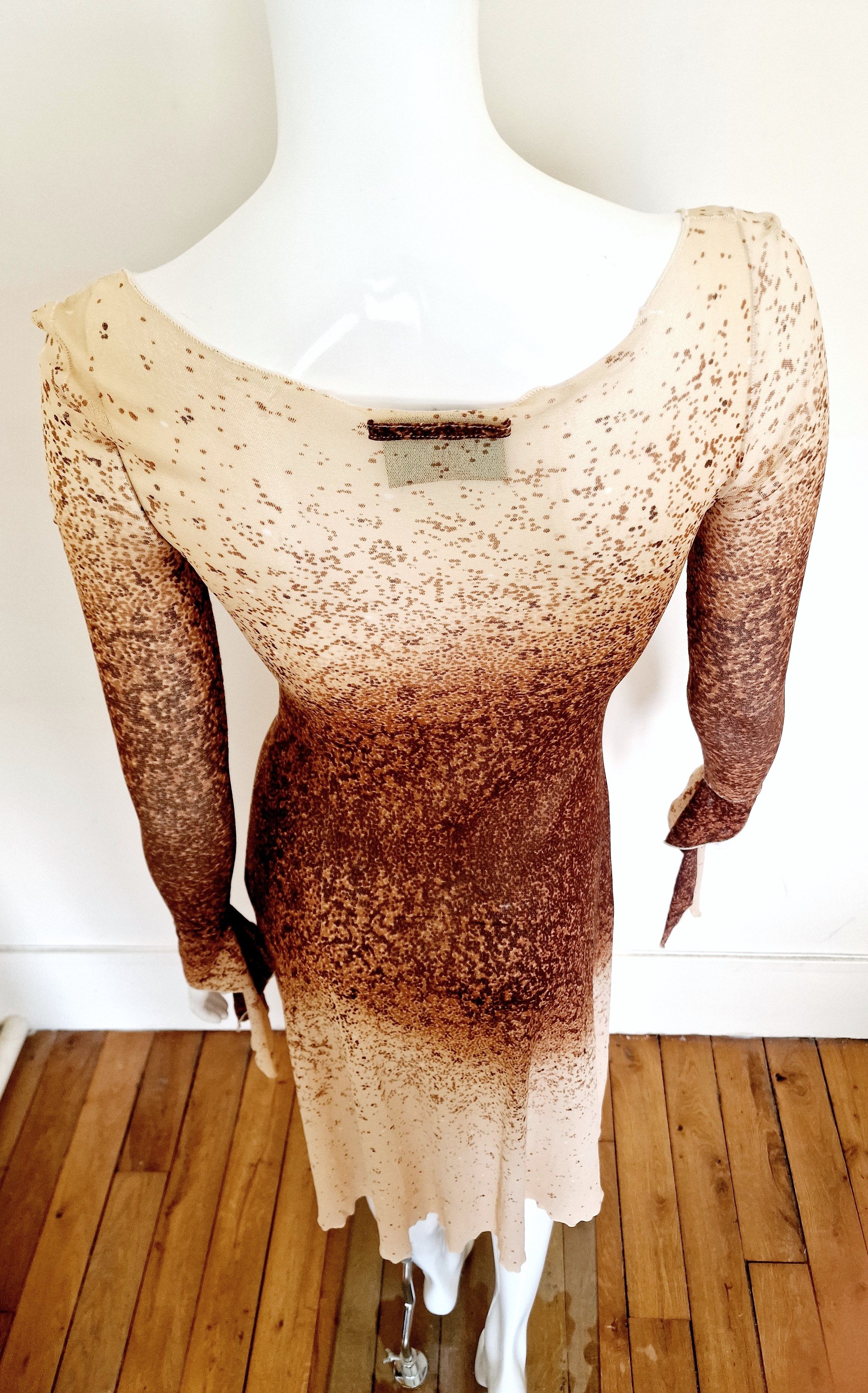 Jean Paul Gaultier Jean Paul Gaultier Sand Optical S/S 2025 Mesh Gown Dress Size L / US 10 / IT 46 - 9 Thumbnail