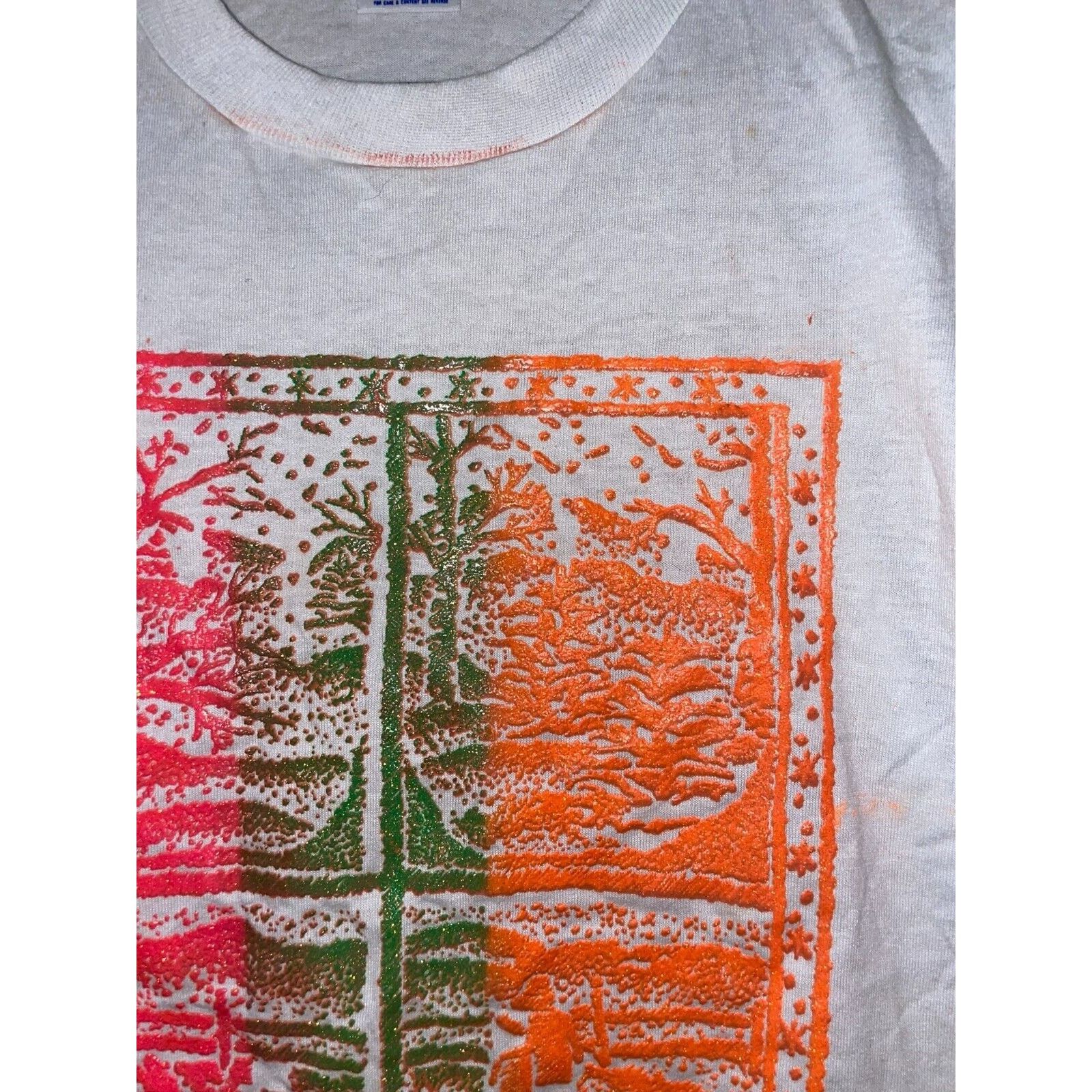 Jerzees Vintage Tree Shirt Red Green Orange Forest Tee Nature Medium Size US M / EU 48-50 / 2 - 3 Thumbnail