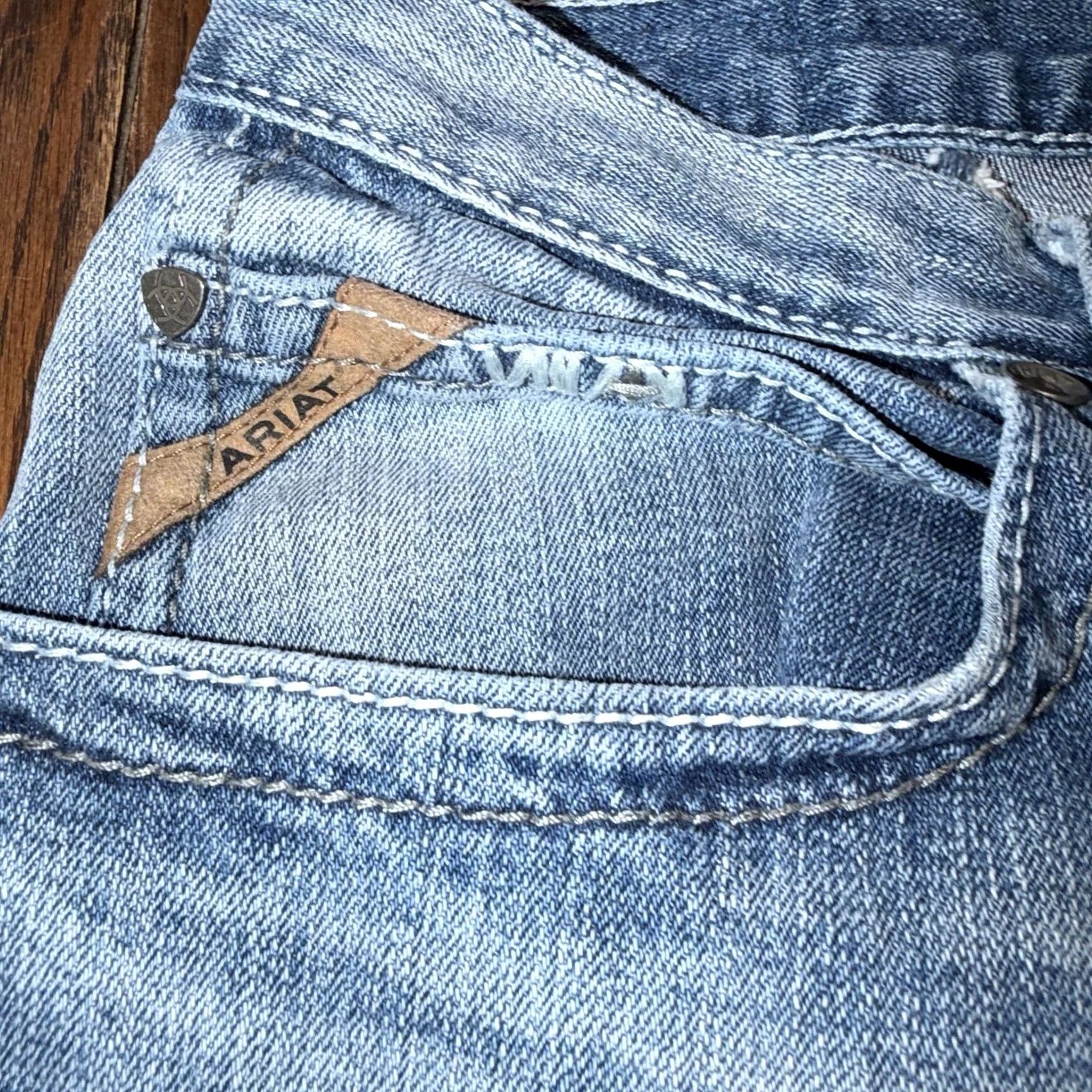 Ariat Ariat M2 Boot Cut Jeans Mens 38x32 Blue Relaxed Fit Traditional Thick Stitch Denim Jeans Size US 38 / EU 54 - 6 Thumbnail