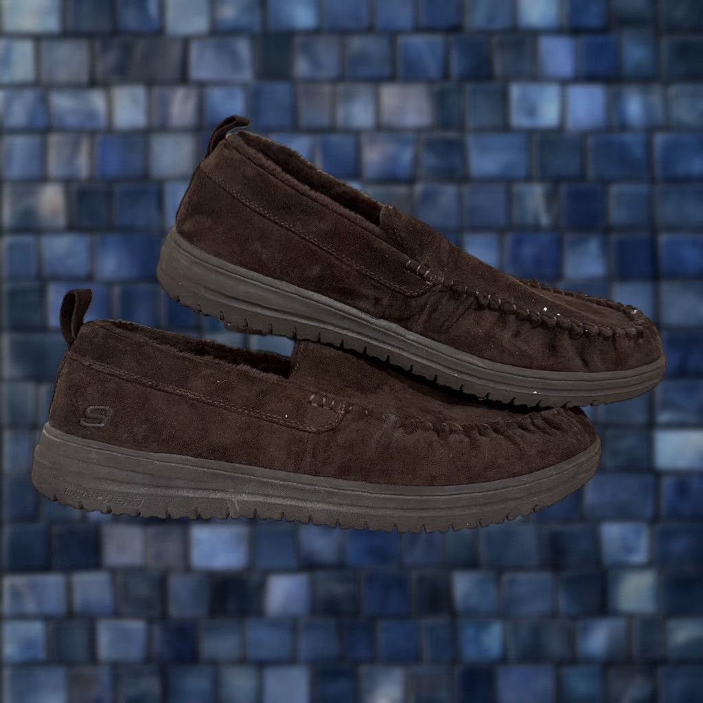 SKECHERS Skechers Slippers Mens Murette Ghetti Moccasin Brown Size 13 US 13 Faux Suede Textile Lining Faux Fur Mens Size ONE SIZE - 1 Thumbnail