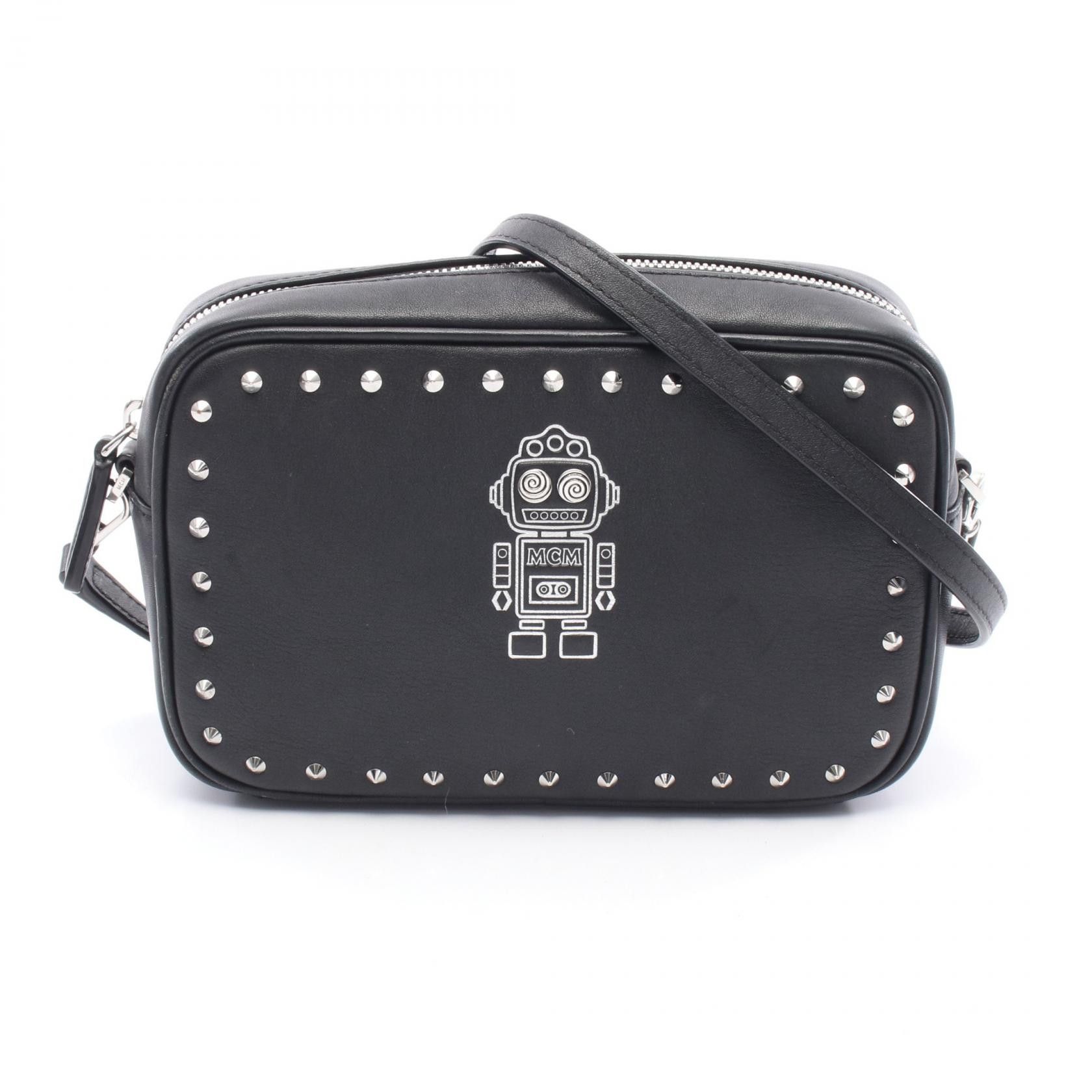 MCM Robot Leather Shoulder Bag Leather Shoulder Bag Mzz9Sro30Bk001 in Black, Women's