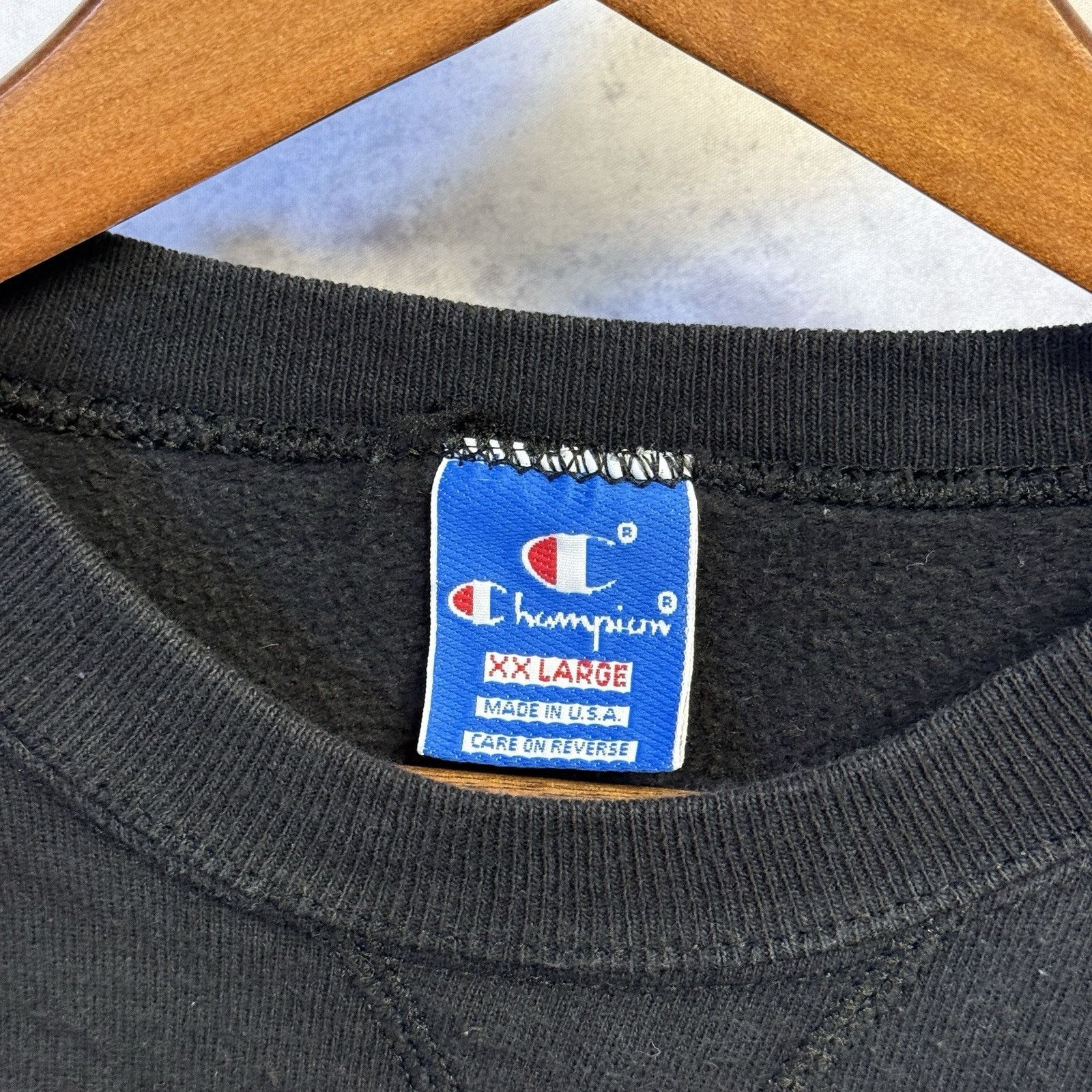 Champion × Vintage Vintage 90s Champion Sweatshirt Mens 2XL Black Crew Neck USA Size US XXL / EU 58 / 5 - 13 Thumbnail