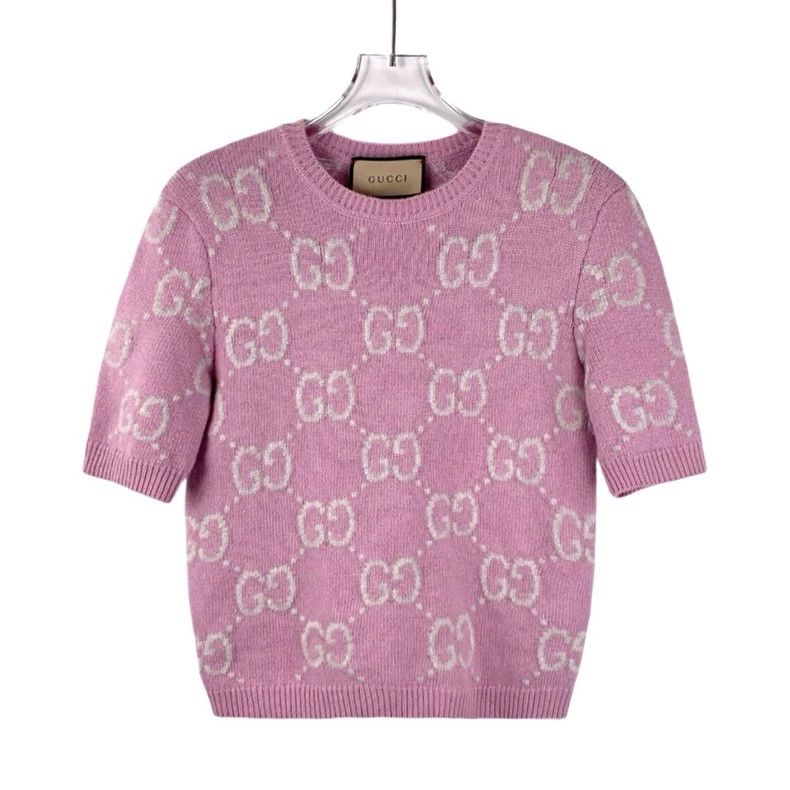 Gucci Gucci Pink logo jacquart full-print wool round-neck short- Size XS / US 0-2 / IT 36-38 - 1 Thumbnail