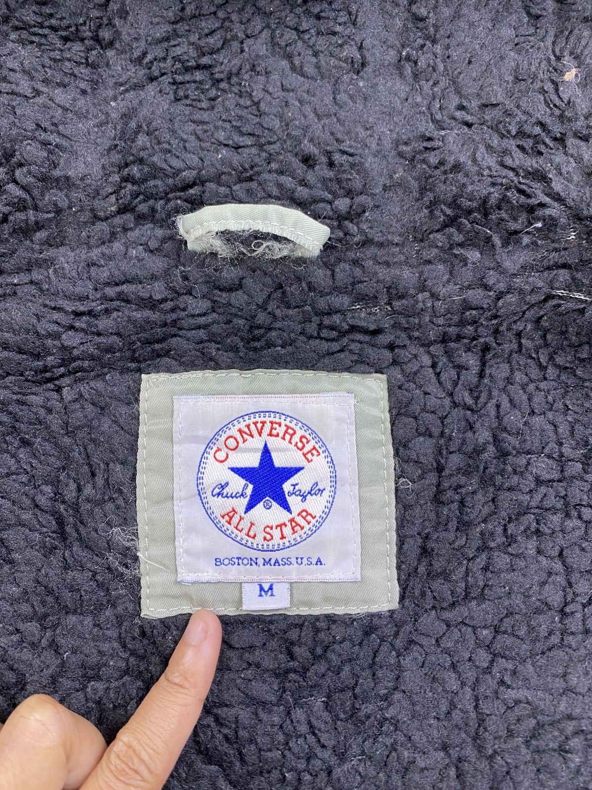 Converse × Japanese Brand × Vintage Vintage 90s Converse Big Logo Lined Sherpa Hoodie Jacket Size US L / EU 52-54 / 3 - 10 Thumbnail
