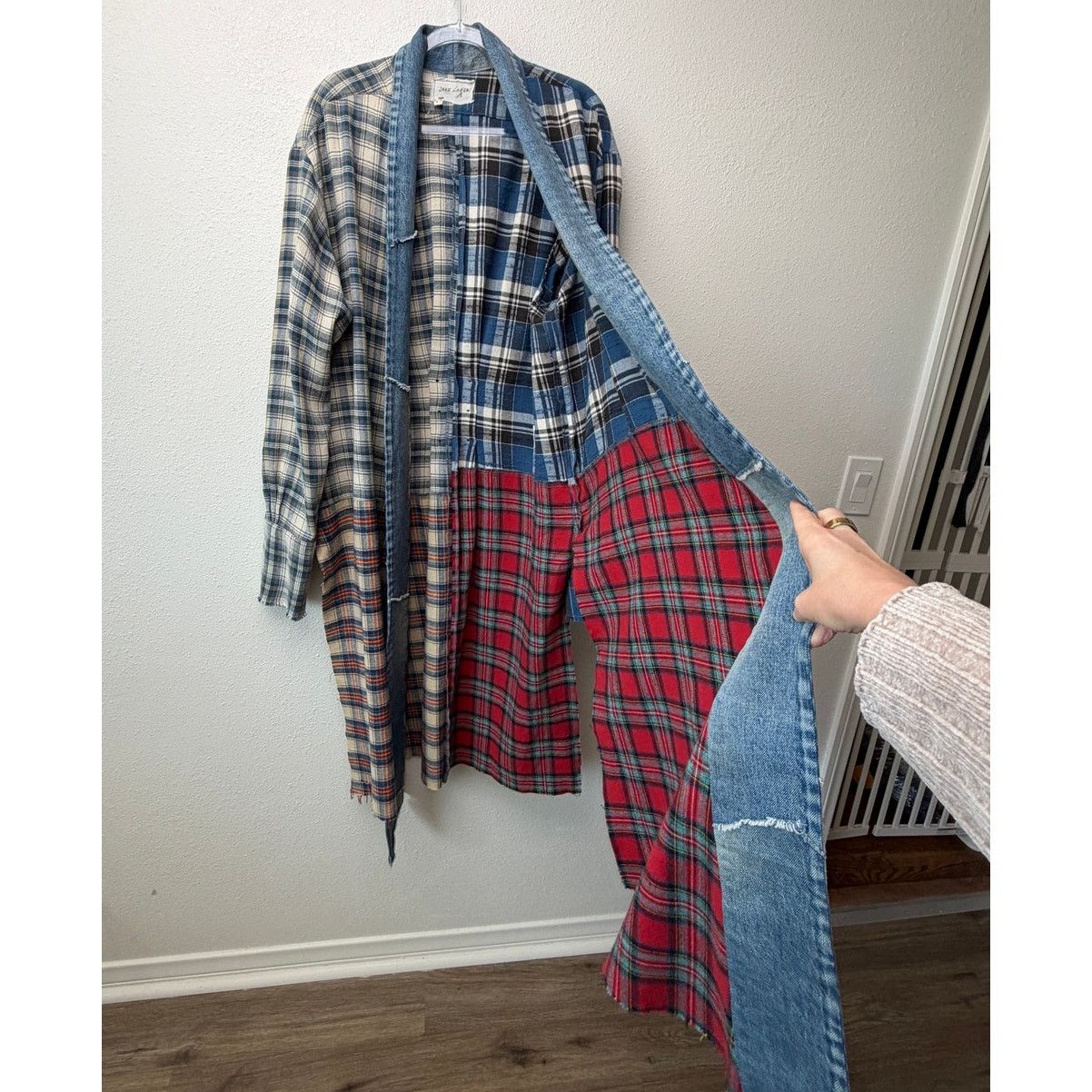 Greg Lauren NWOT Greg Lauren Denim Studio Patchwork Plaid Kimono Coat S Size S / US 4 / IT 40 - 9 Thumbnail