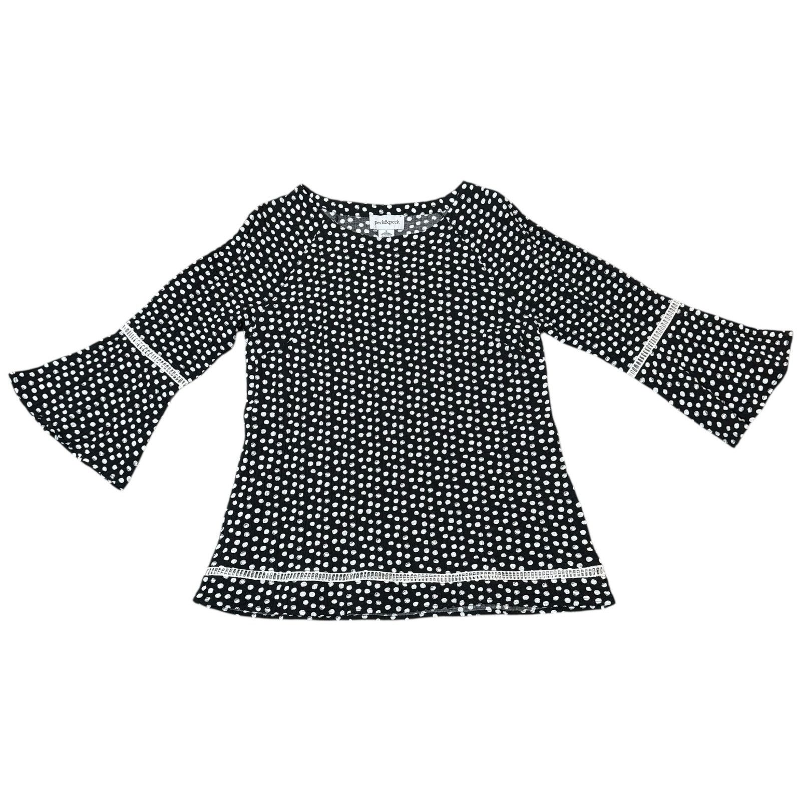 Other NEW Peck & Peck Blouse Top Crinkle Texture Black White Small Size S / US 4 / IT 40 - 1 Thumbnail