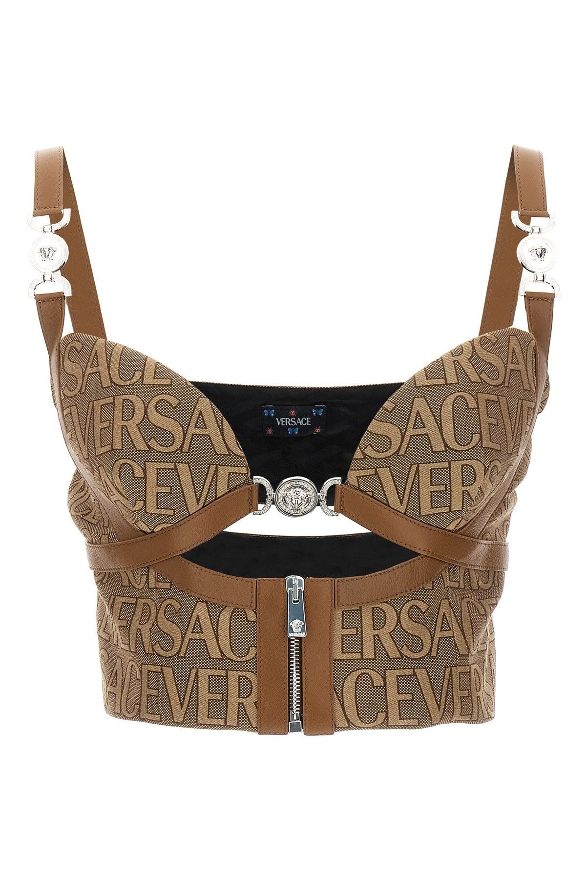 image of Top 'Versace Allover' Capsule La Vacanza in Beige, Women's (Size Medium)