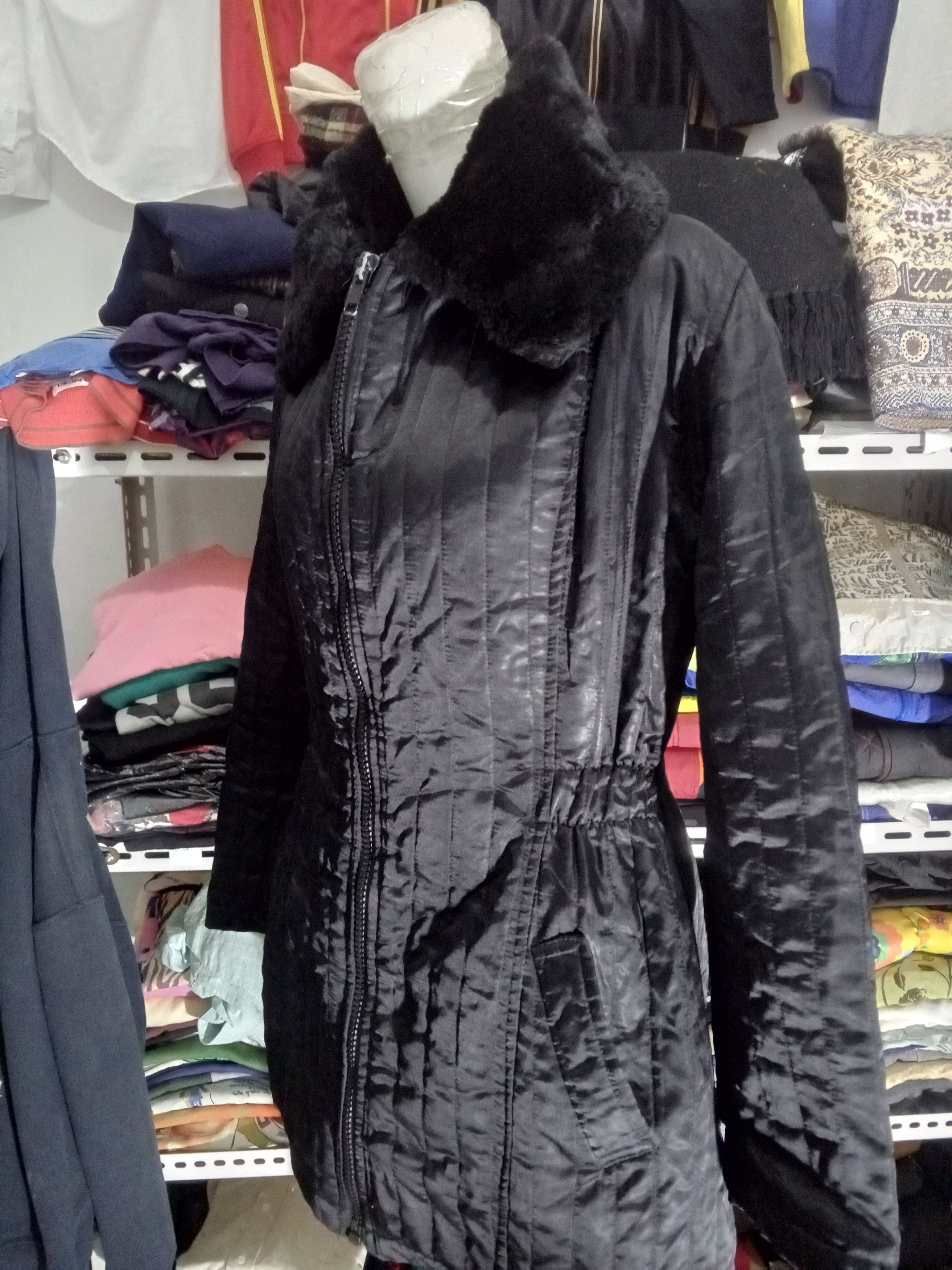 Sandro × Vintage Sandro Jacket Black Winter Fur Collar Jacket Size L / US 10 / IT 46 - 3 Thumbnail