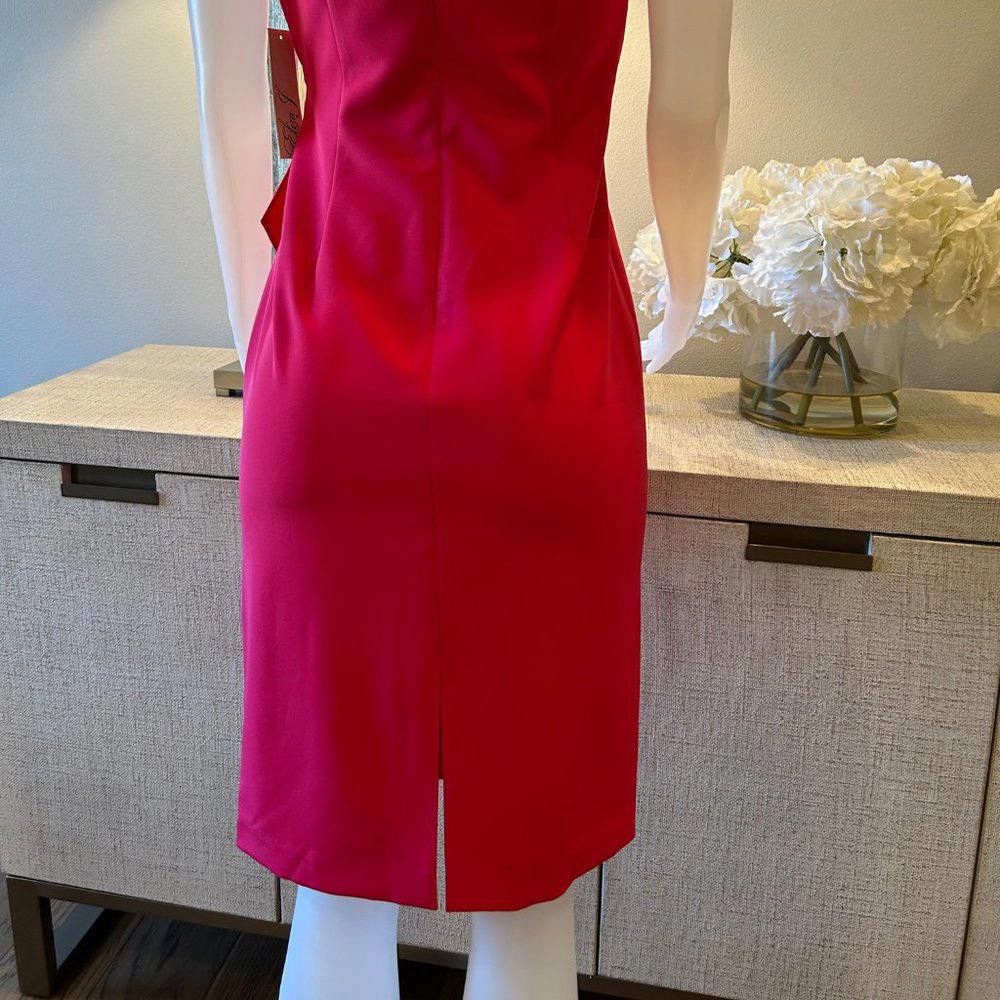 Designer Eliza J Cap Sleeve Drape Crepe Sheath Dress Size M / US 6-8 / IT 42-44 - 6 Thumbnail