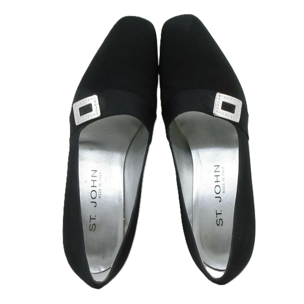Designer St. John Black Fabric Square Crystal Accent Italian Pumps 7 Size US 7 / IT 37 - 3 Thumbnail