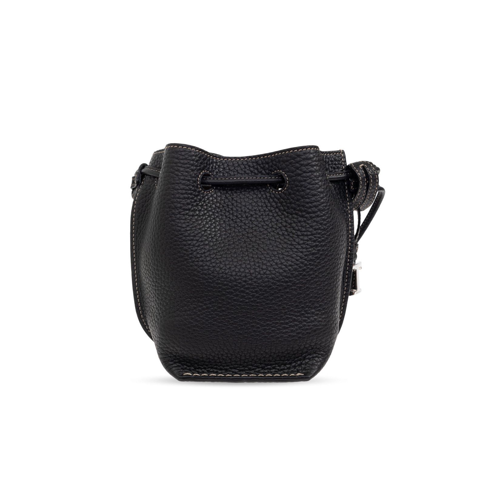 Tod's Tod’s Black Grained Leather Drawstring Bucket Shoulder Bag N Size ONE SIZE - 2 Thumbnail