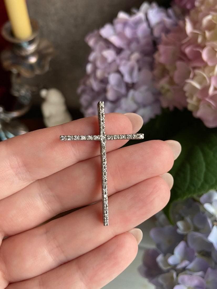 Sterling Silver Vintage Sterling Silver 925 Jewelry Necklace Pendant Cross Size ONE SIZE - 2 Thumbnail