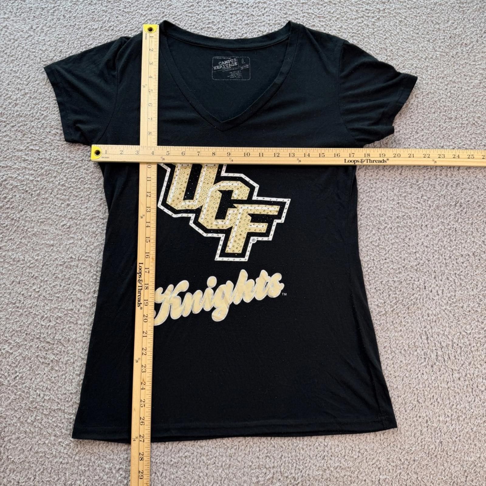 Other UCF Knights Womens Black V-Neck Rhinestone Graphic Tee Large Size L / US 10 / IT 46 - 3 Thumbnail