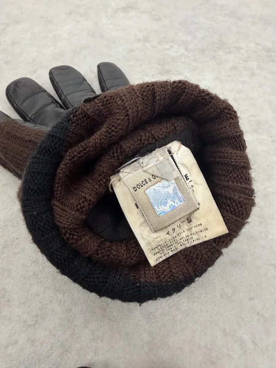 Dolce & Gabbana 2000s Dolce & Gabbana Brown Wool & Black Leather Gloves Size ONE SIZE - 3 Thumbnail