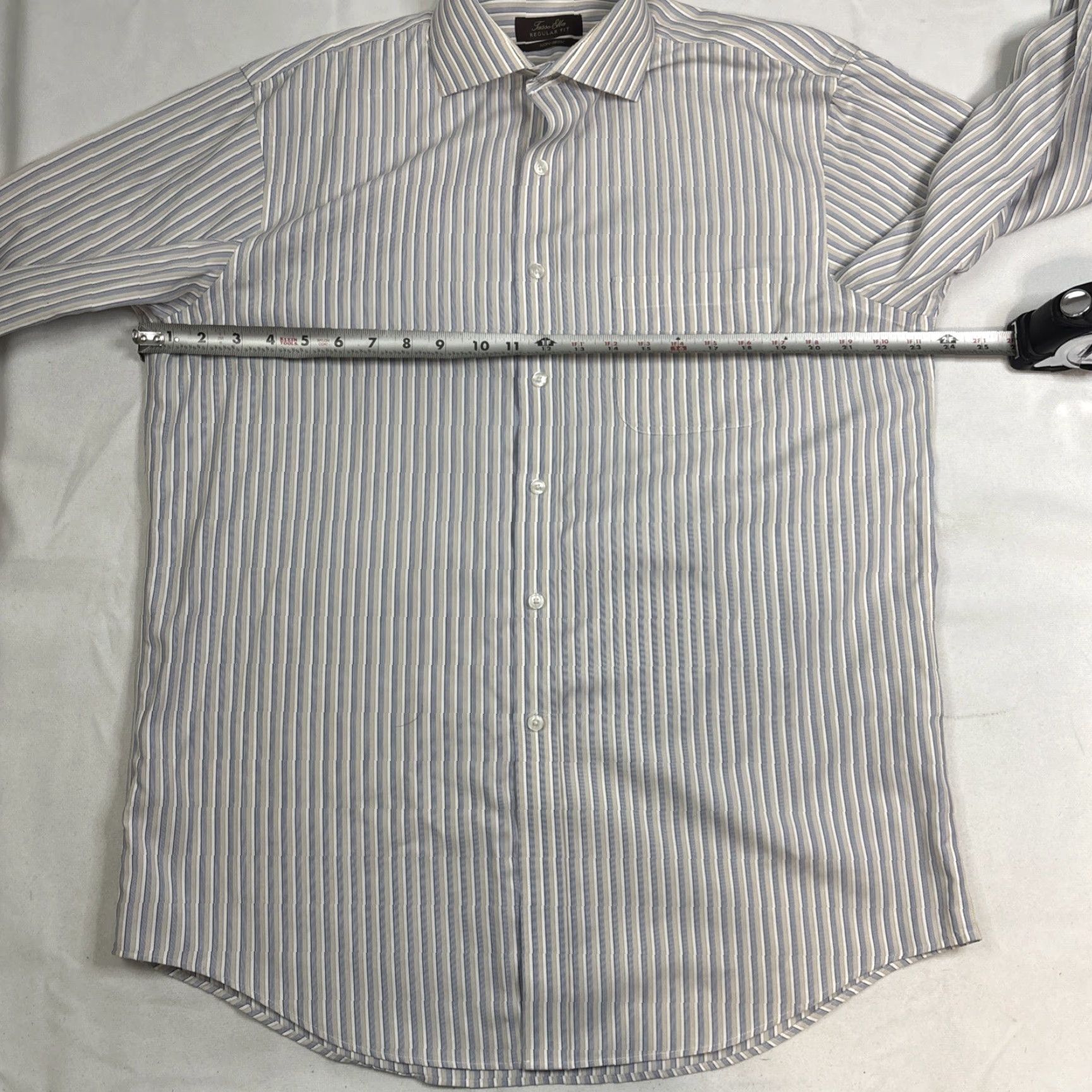 Tasso Elba Tasso Elba Dress Shirt Men L Regular Fit French Cuff Non Iron Striped Multicolor Size 42R - 4 Thumbnail