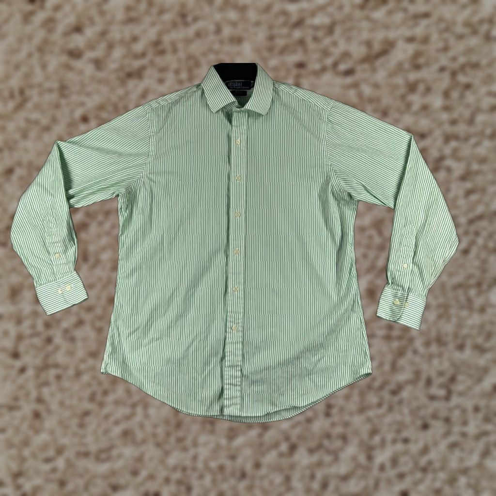Polo Ralph Lauren VINTAGE Polo Ralph Lauren Shirt Mens 16.5 Green Regent Cotton Custom Fit 34-35 Button-Up Collared Long Sleeve Size US XL / EU 56 / 4 - 1 Thumbnail