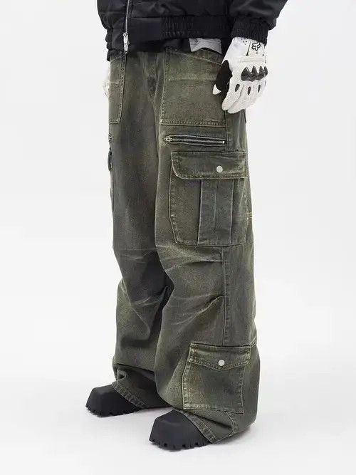 Japanese Brand × Jean Retro washed distressed workwear loose wide leg jeans Size US 32 / EU 48 - 2 Thumbnail