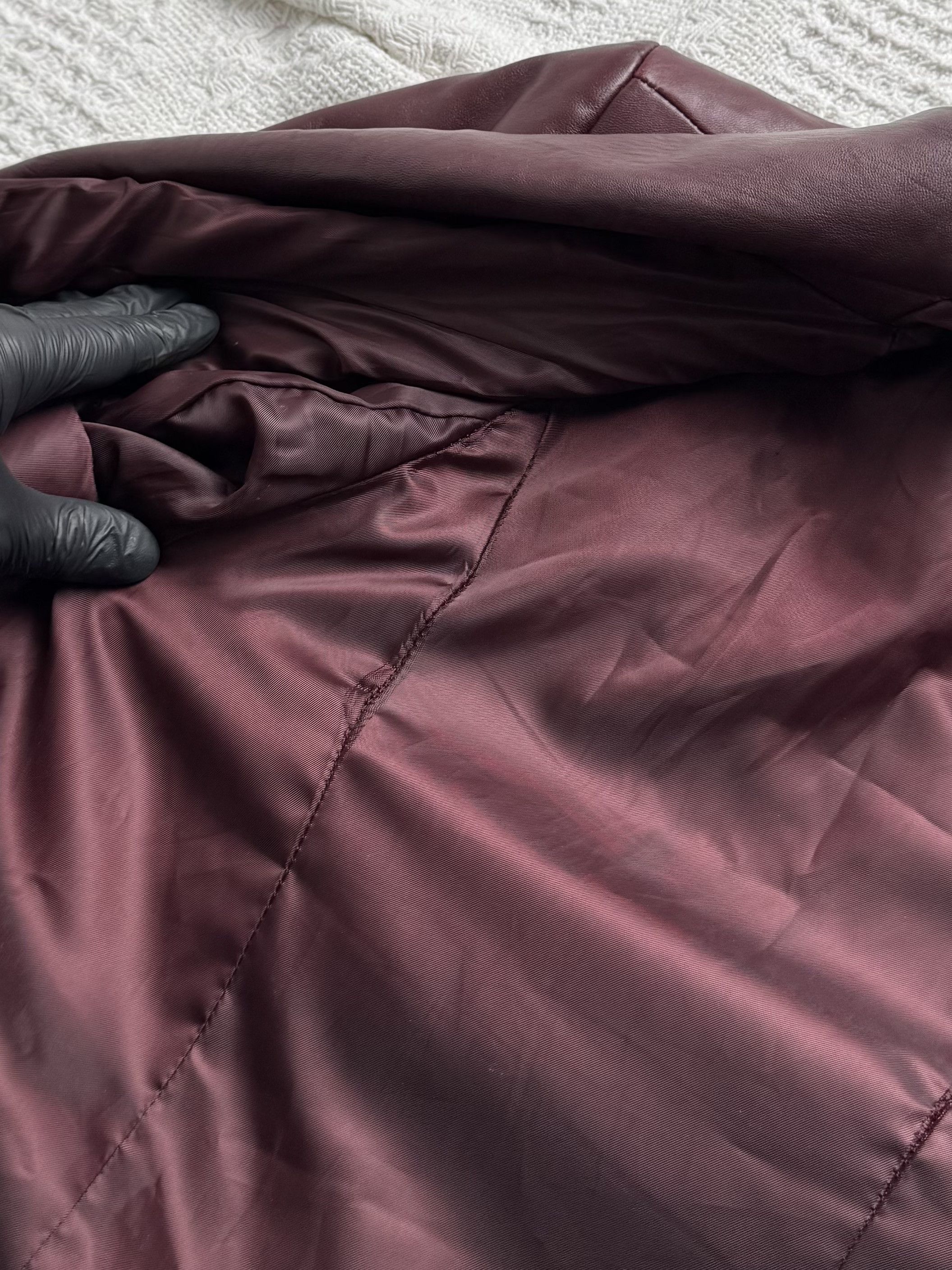 Vintage Vintage Burgundy Leather Long Coat Zip Front Minimalist Size XL / US 12-14 / IT 48-50 - 8 Thumbnail