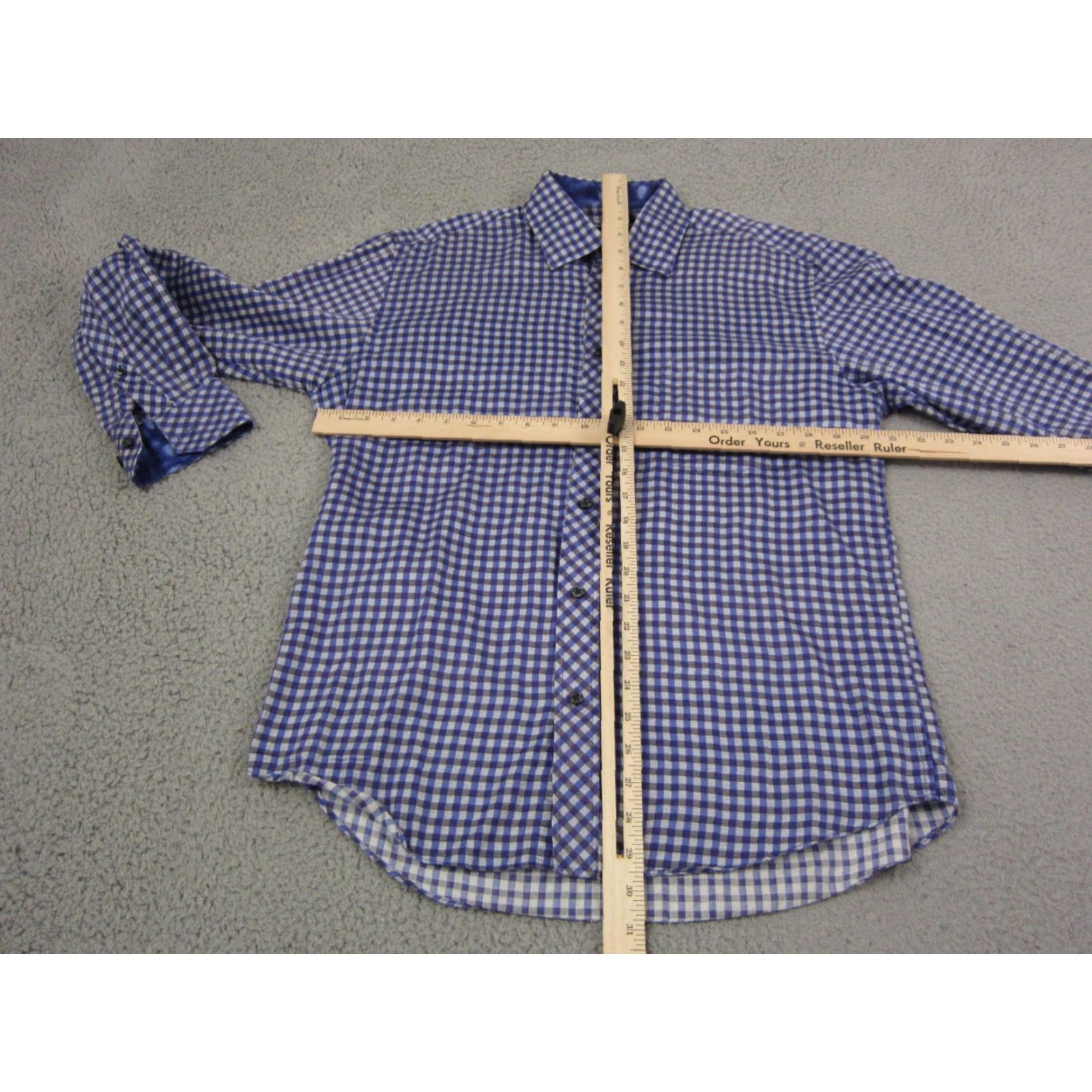 Saks Fifth Avenue Saks Fifth Avenue Shirt Mens Adult Medium Purple White Plaid Button-Up Shirt Cuff Flip Collar 90s Logo Cotton Size US M / EU 48-50 / 2 - 6 Thumbnail