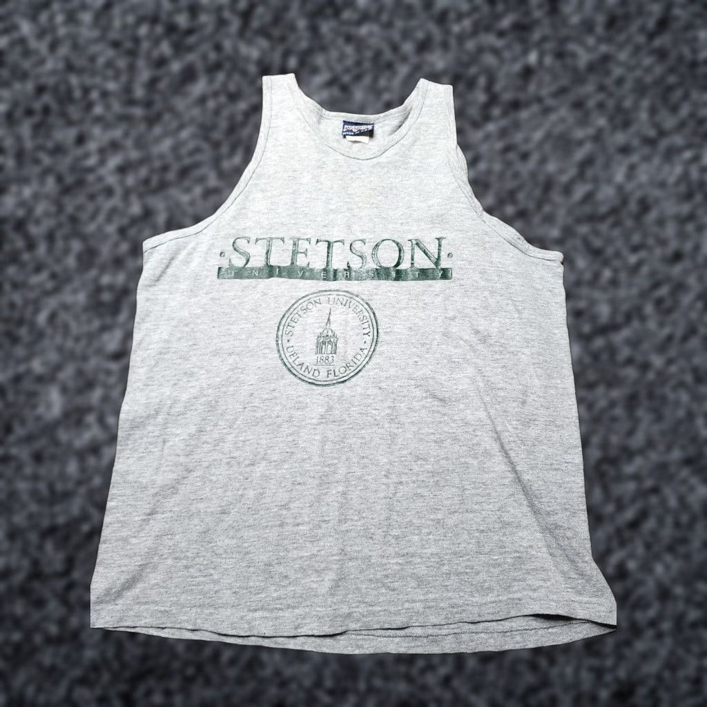 Jansport VINTAGE Jansport Tank Top Shirt STETSON University Graphic Tee 1980s Gray Mens L-SIZE Size US L / EU 52-54 / 3 - 1 Thumbnail