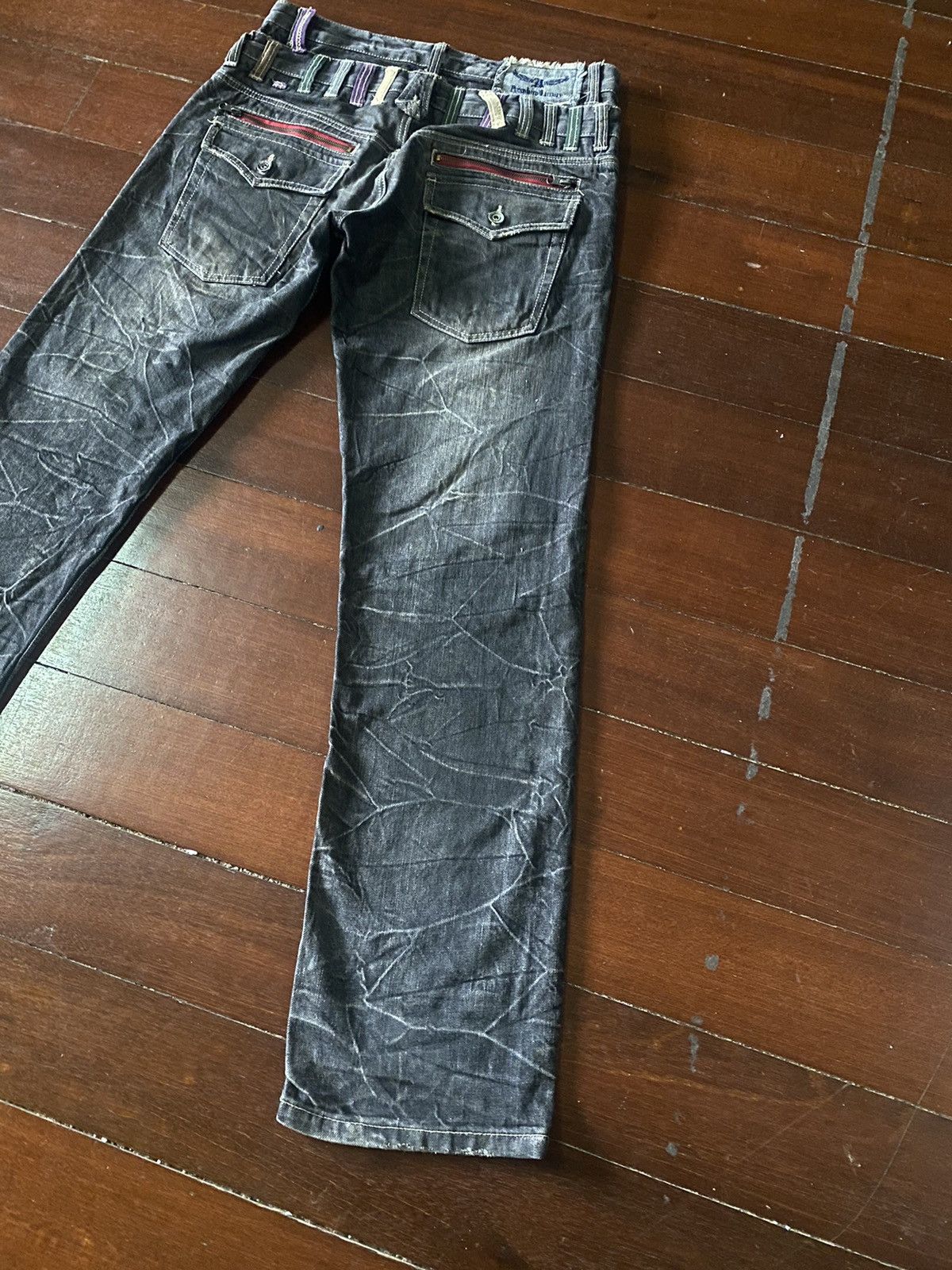 Designer × Japanese Brand × PPFM FIRE 🔥 CRAZY DESIGN ANTFUI JEANS Double Waist HONEY COMB Size US 32 / EU 48 - 3 Thumbnail
