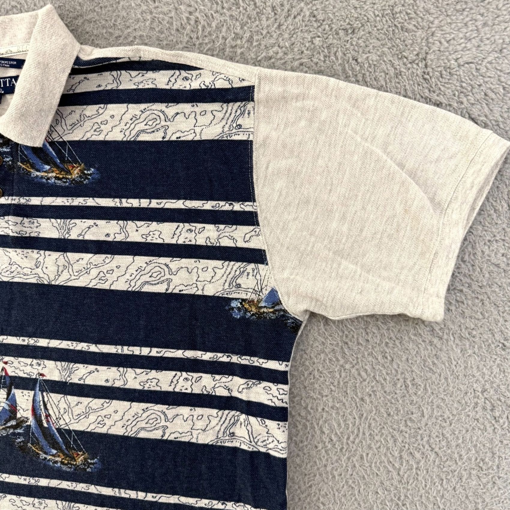 Vintage VTG Regatta Shirt Mens Large Striped Polo Short Sleeve Nautical Preppy Beach Regatta Targeted Cotton Blue Mens Polo Shirt Size US L / EU 52-54 / 3 - 5 Thumbnail