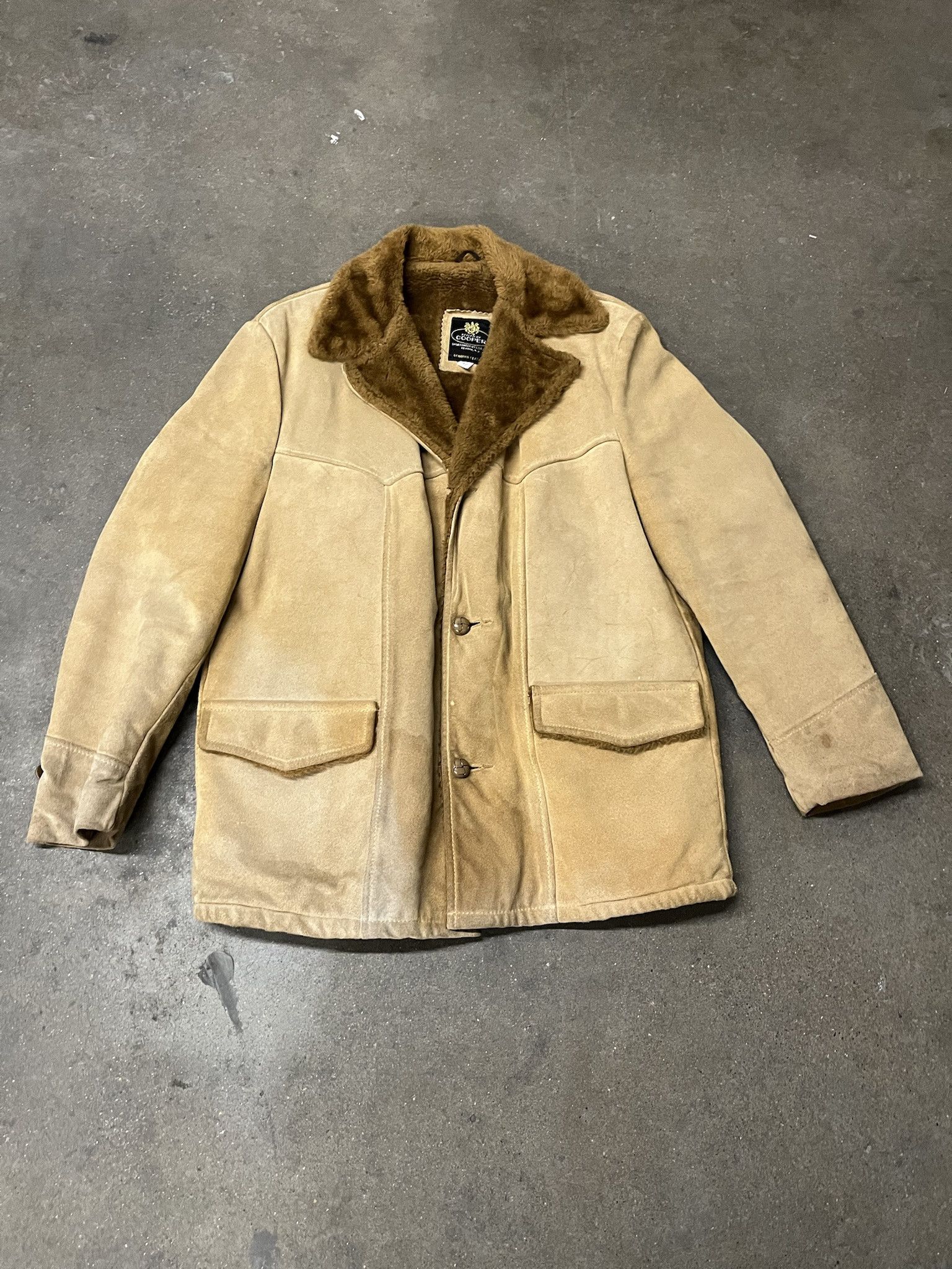 Leather × Vintage Vintage 1980s Cooper Suede Leather Fur Lined Jacket Size 42 Size US L / EU 52-54 / 3 - 1 Thumbnail