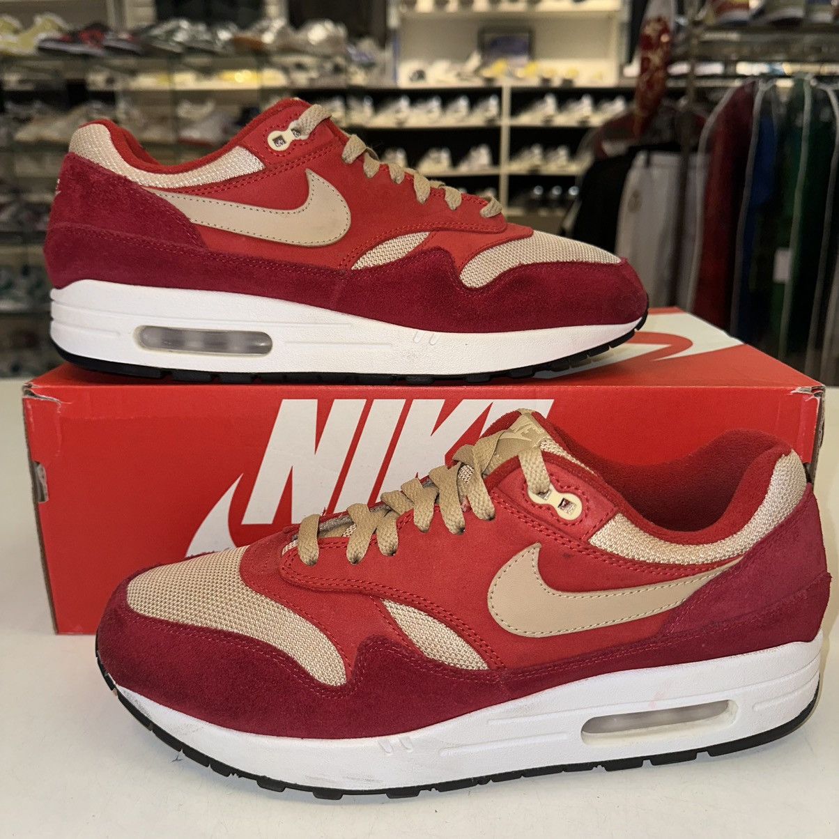 Nike Size 10 - Nike Air Max 1 Premium Retro Red Curry Size US 10 / EU 43 - 1 Thumbnail