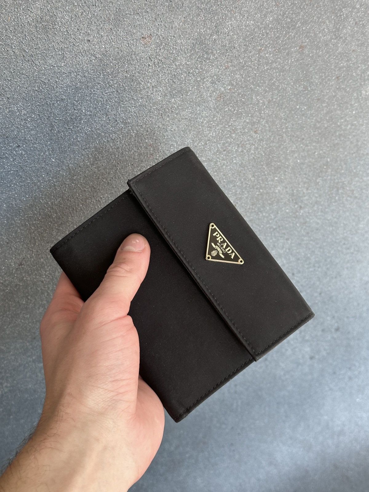 Prada PRADA Triangle Logo Tessuto and Saffiano Tri-Fold Wallet Size ONE SIZE - 8 Thumbnail