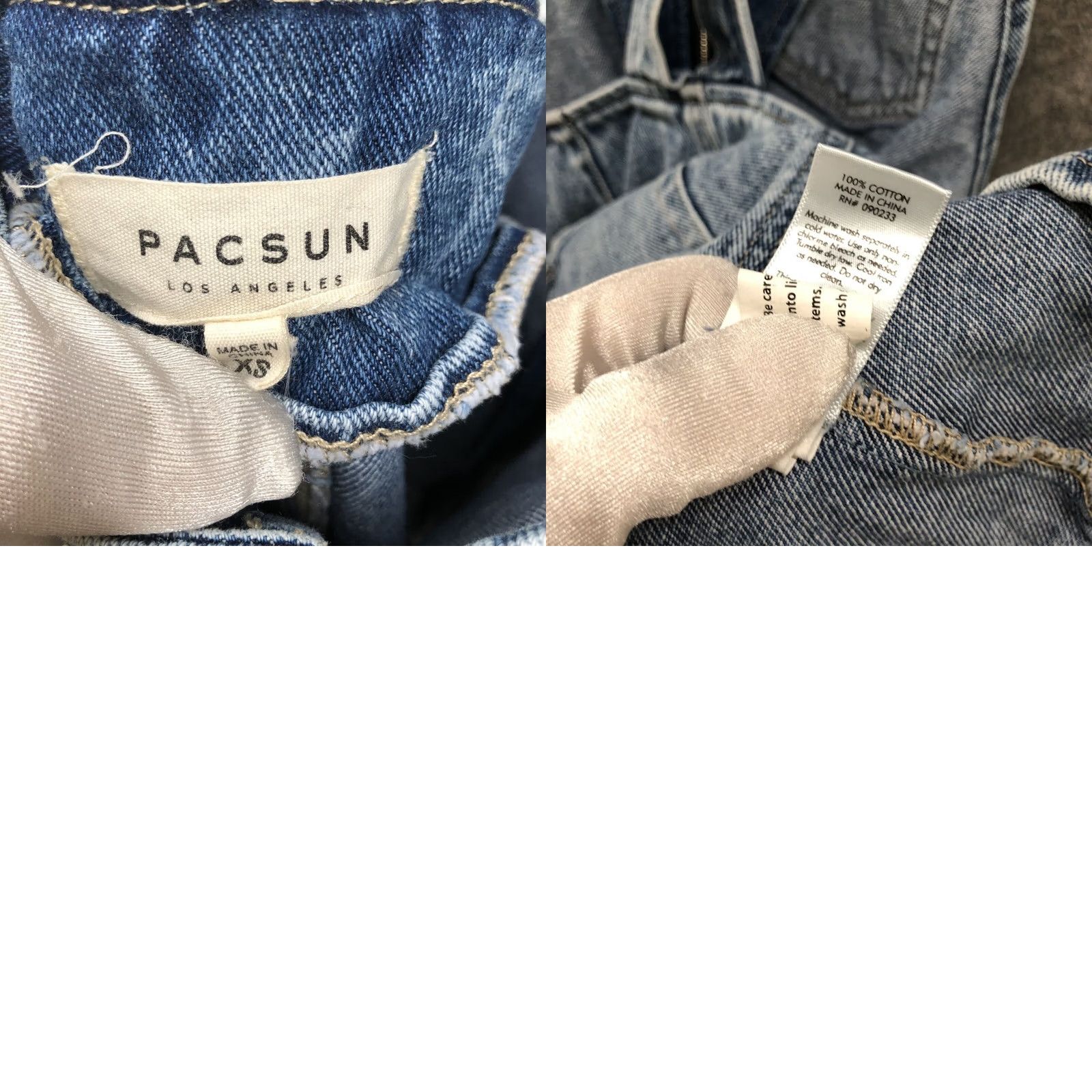 Pacsun Pacsun Overall Denim Mini Dress XS Stone Wash Zip Front Pinafore Women Short Sleeveless Cotton Denim Size 26" / US 2 / IT 38 - 8 Thumbnail
