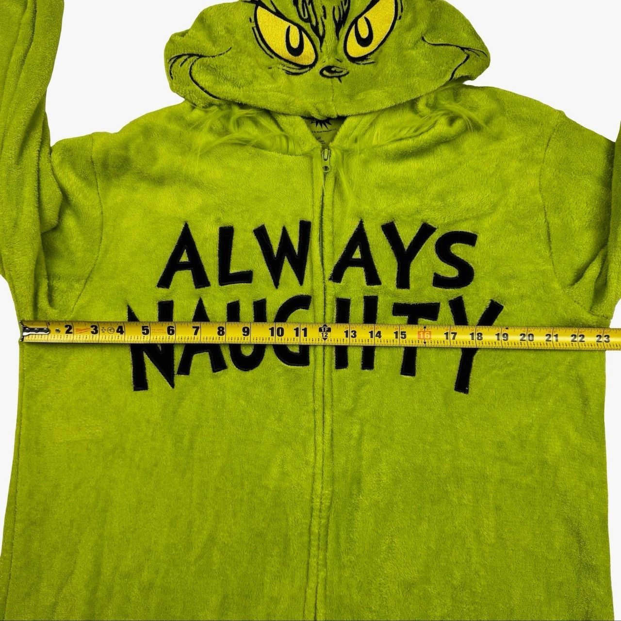 Other Grinch "Always Naughty" Fleece Hooded Union Suit Zip Green • Size US L / EU 52-54 / 3 - 5 Thumbnail