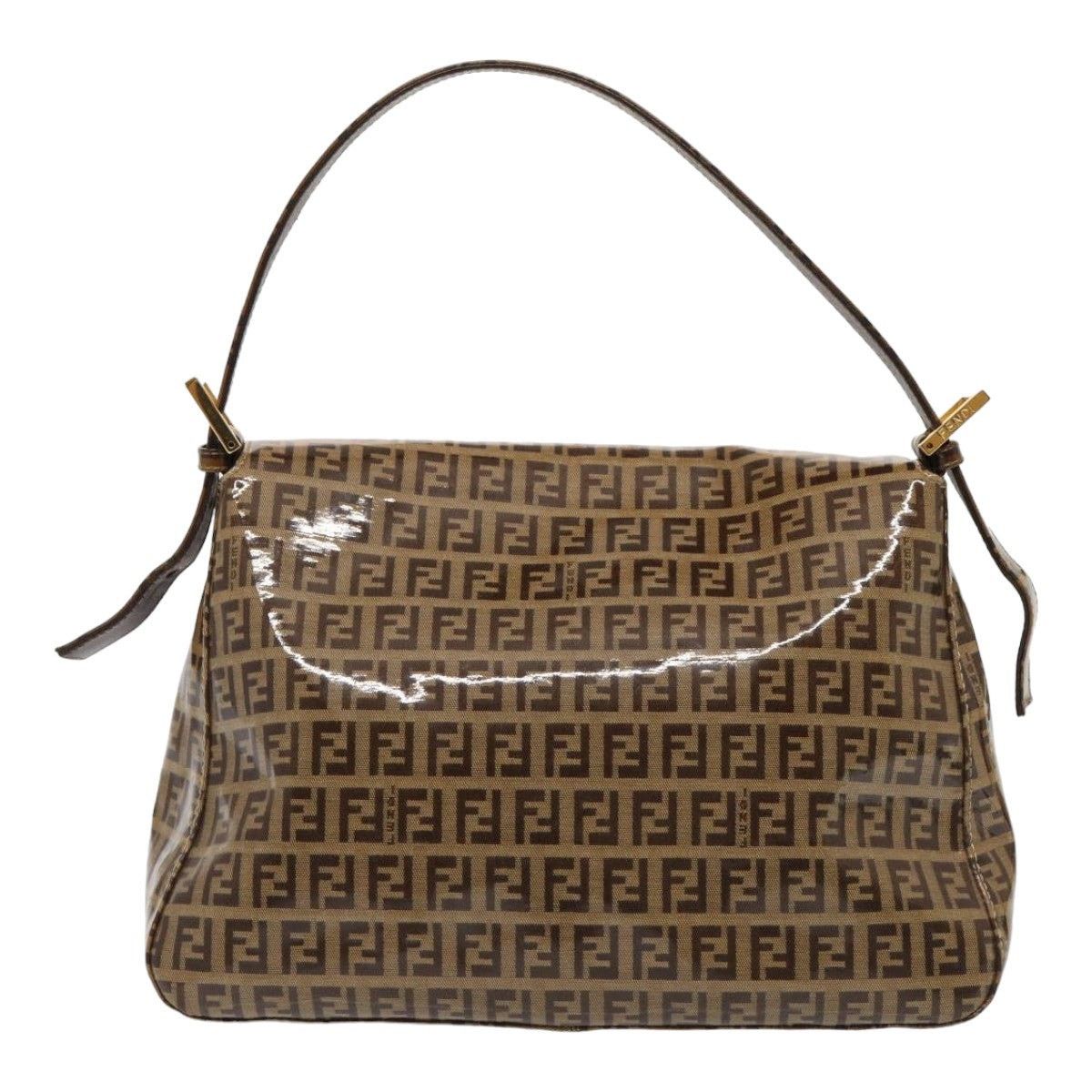 FENDI Zucchino Canvas Mamma Baguette Shoulder Bag Beige