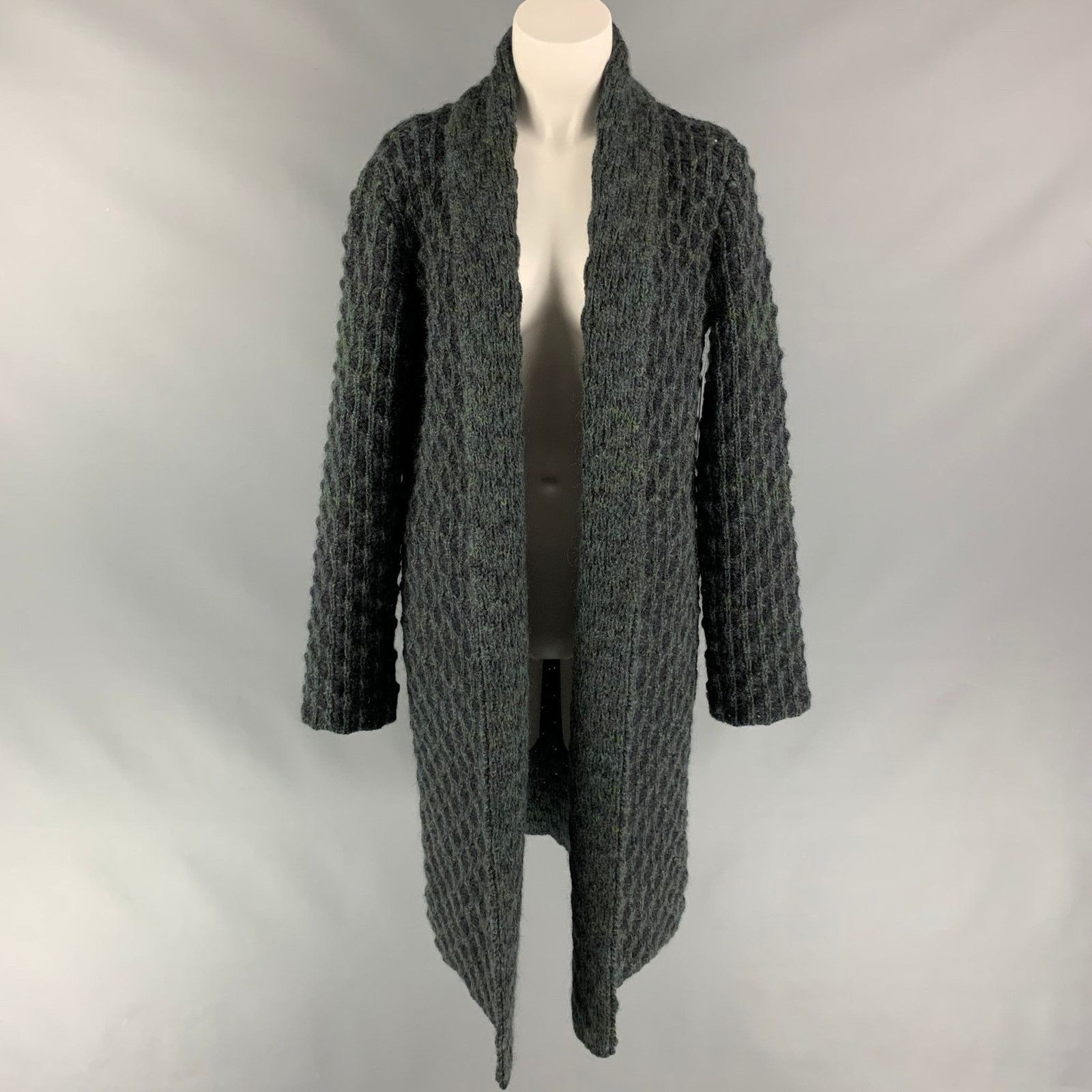Missoni Charcoal & Green Knitted Wool / Mohair Open Front Coat Size M / US 6-8 / IT 42-44 - 1 Thumbnail