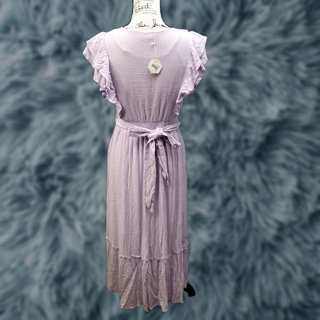 Vintage PinkBlush In Loom Maxi Dress Womens M Purple White Embroidered Floral Tie Waist Dress Size M / US 6-8 / IT 42-44 - 1 Thumbnail