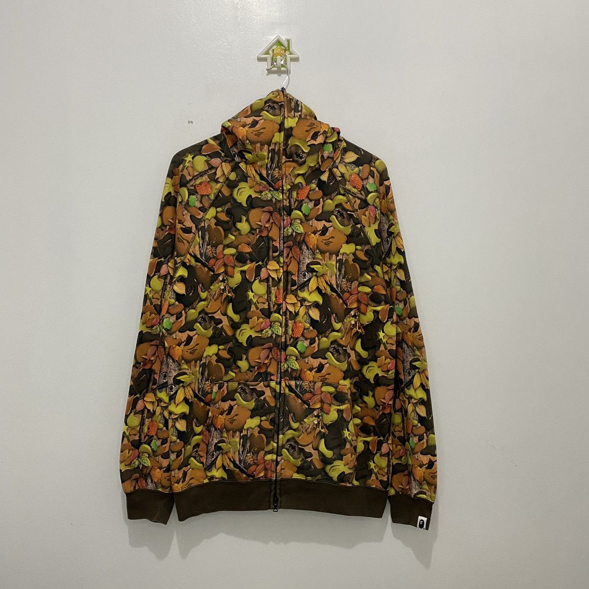image of Bape Village Camo Full Zip Hoodie in Brown, Men's (Size XL)