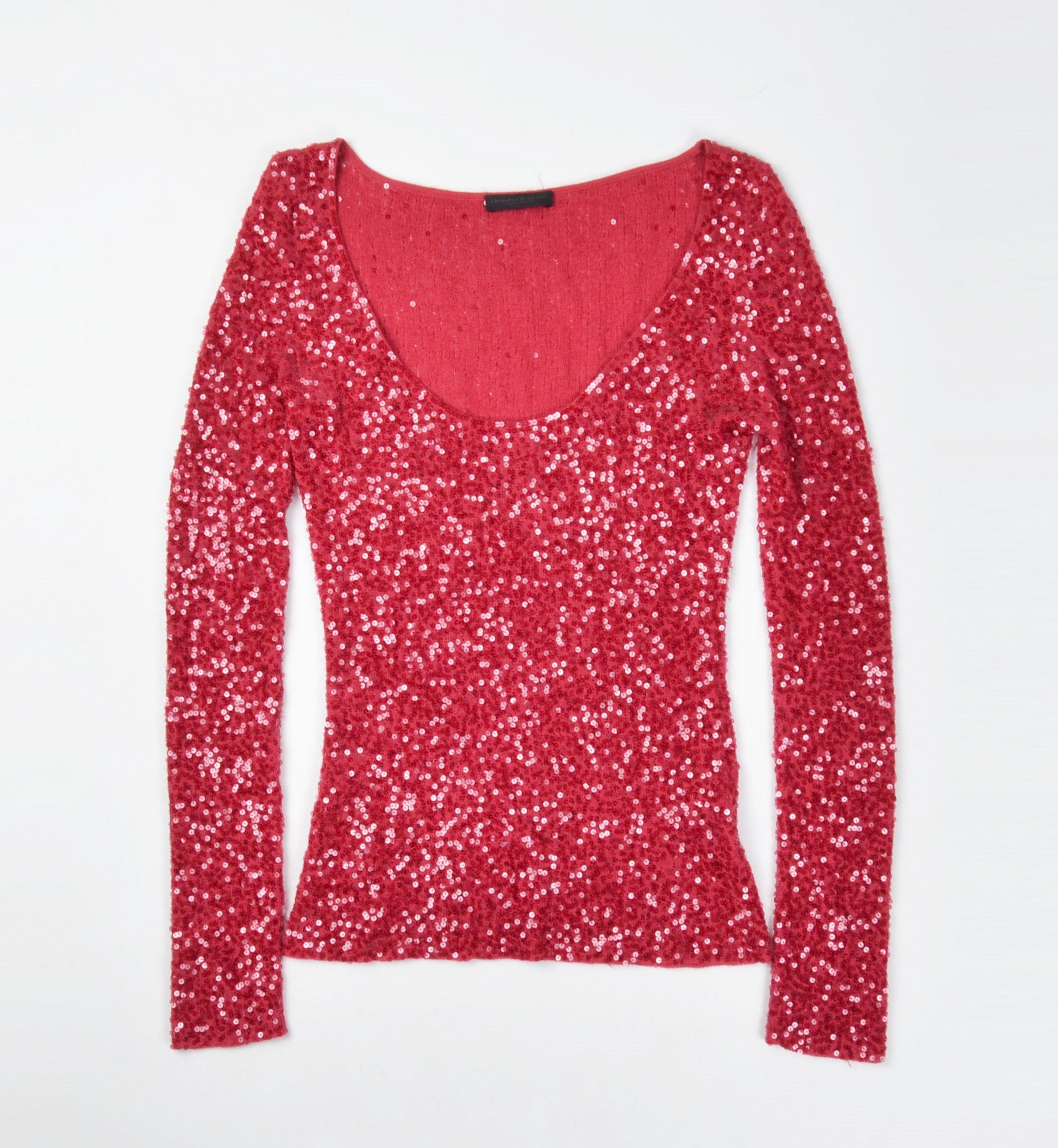 Designer × Donna Karan × Vintage Stunning Donna Karan Red Sequin Cashmere Silk Blend Knit Top Size S / US 4 / IT 40 - 4 Thumbnail