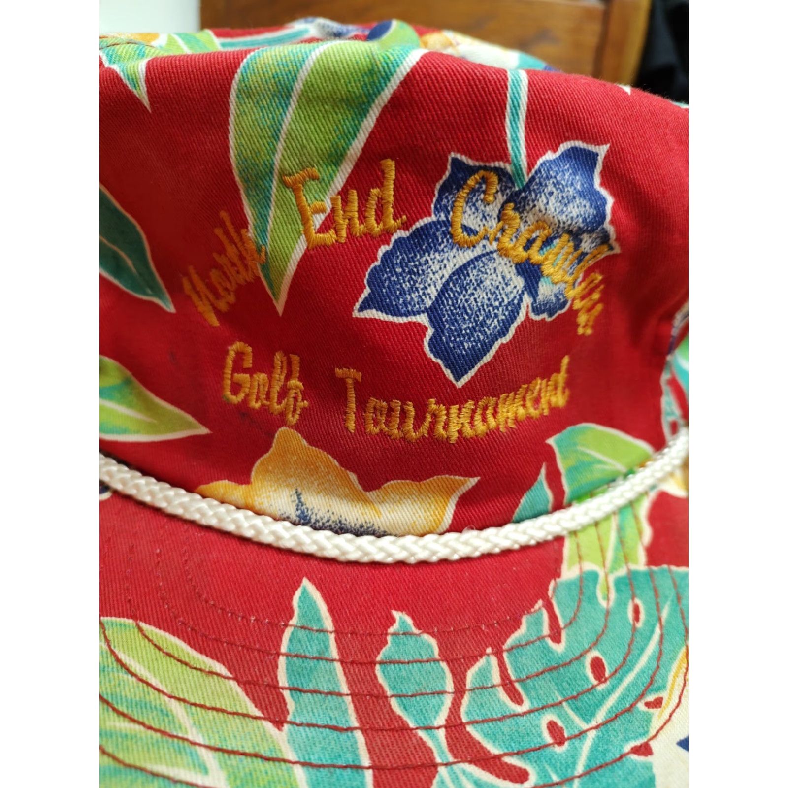 Roper VINTAGE San Sun North End Crawlers Golf Tournament Floral Red Snapback Hat Mens One Size Adjustable Breathable Lightweight 80s Hawaiian Size ONE SIZE - 2 Thumbnail