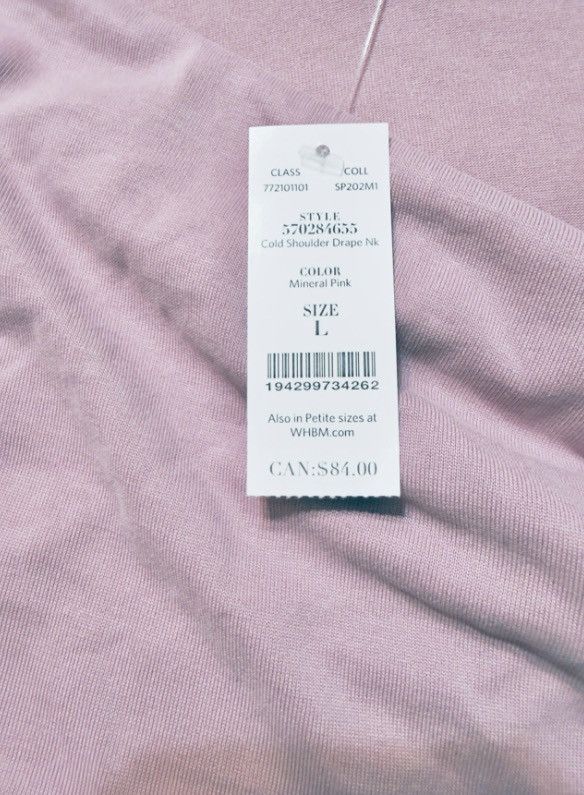 White House Black Market White House Black Market Cold Shoulder Drape Neck Top Pink Size L / US 10 / IT 46 - 4 Thumbnail