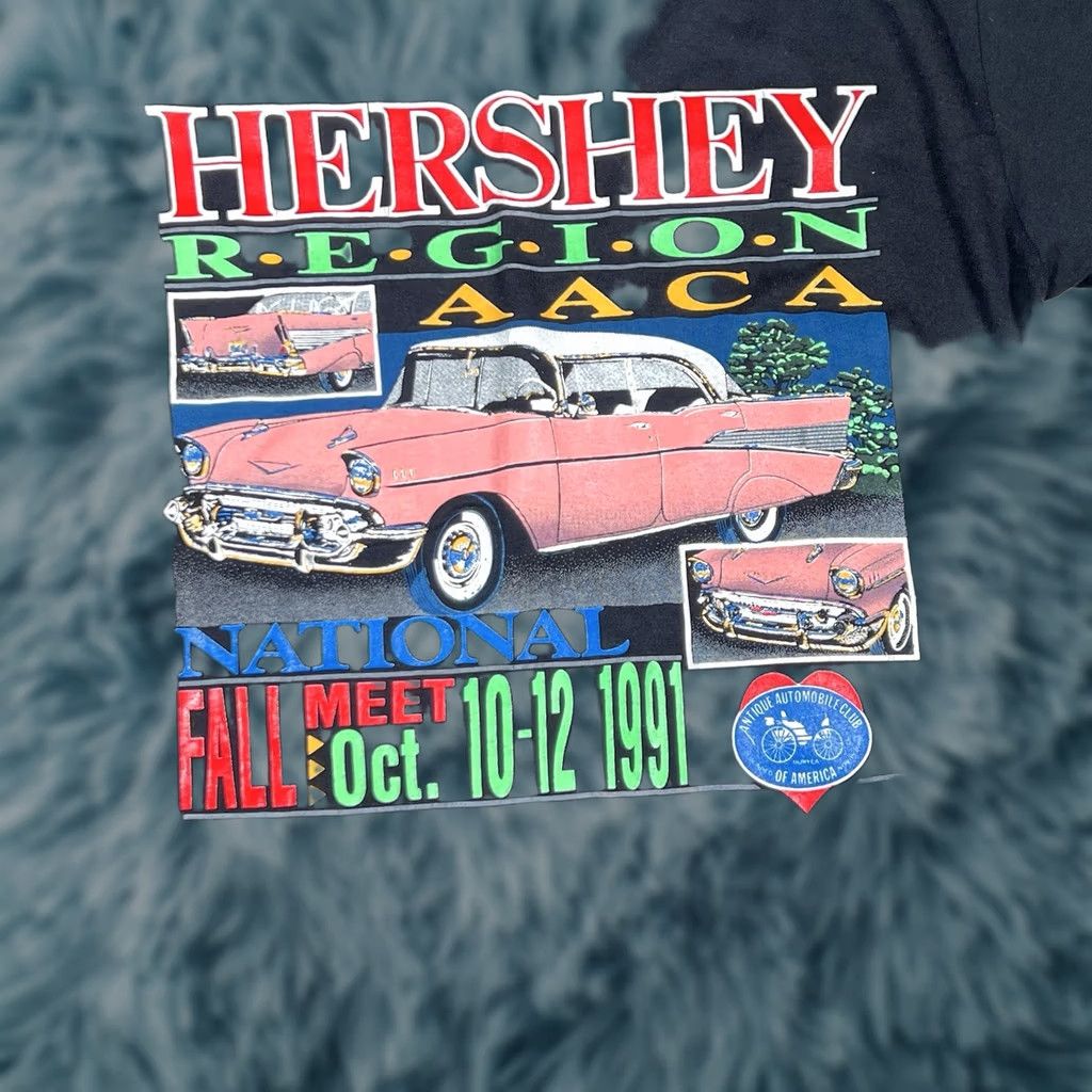 Jerzees VINTAGE 1991 Stitch T-Shirt Mens L JERZEES Black Single Stitch Muscle Car Show Hershey Region Shirt Boys/Girls Mens Size US L / EU 52-54 / 3 - 1 Thumbnail