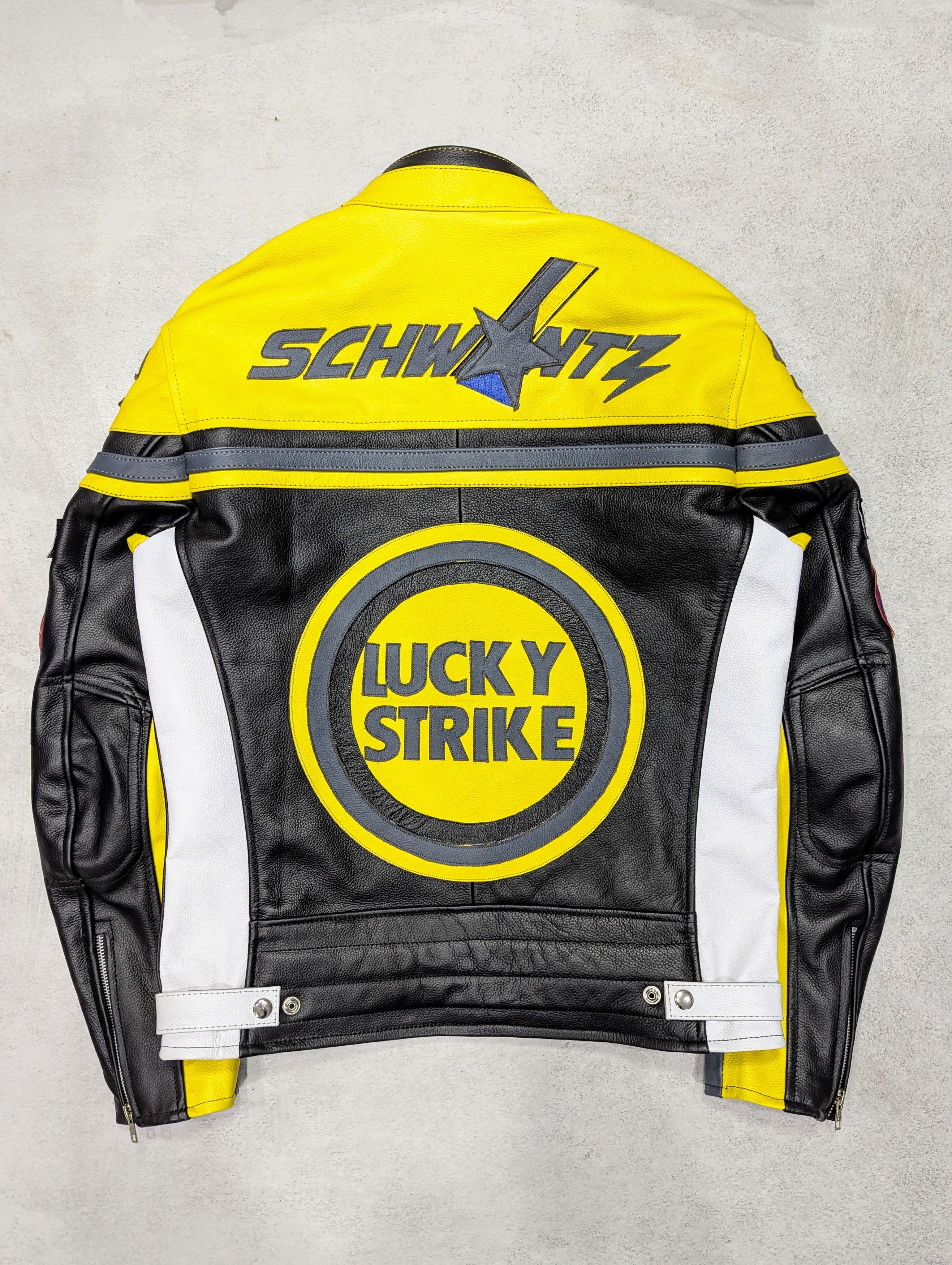 Vintage 🔥 LUCKY STRIKE 🔥 Leather Jacket 90s Vintage Racing Size M / US 6-8 / IT 42-44 - 3 Thumbnail