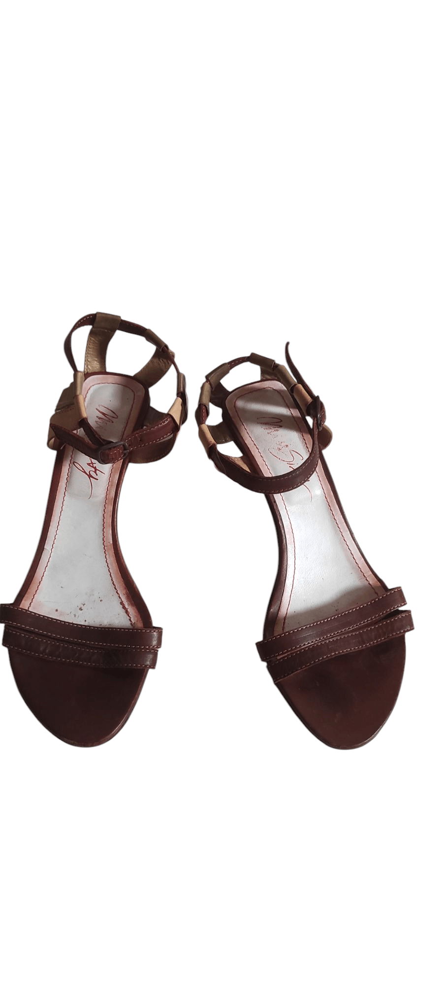 Leather × Miss Sixty × Vintage Miss Sixty Y2K Leather Kitten Heel Open Toe Strappy Sandals Size US 7 / IT 37 - 2 Thumbnail