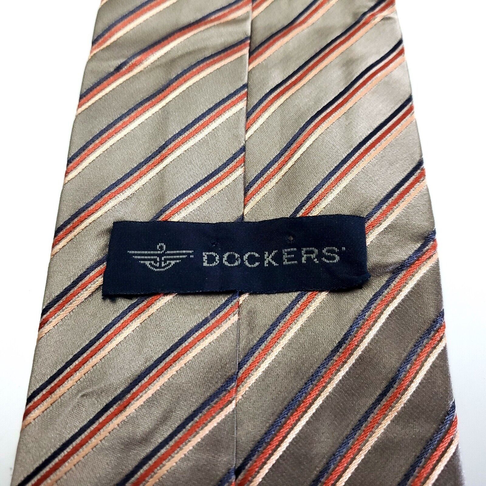 Dockers Dockers Beige Peach Striped Woven Silk Tie Size ONE SIZE - 3 Thumbnail