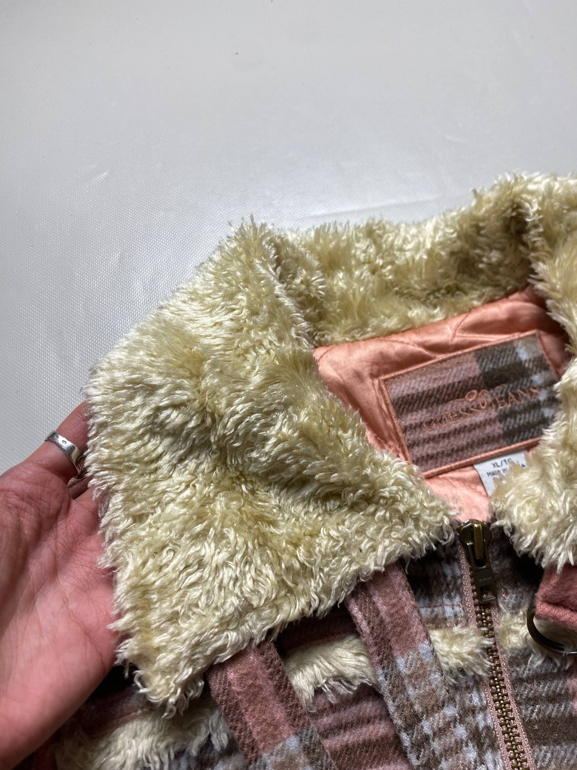 Vintage Guess Faux Fur Pink Jacket