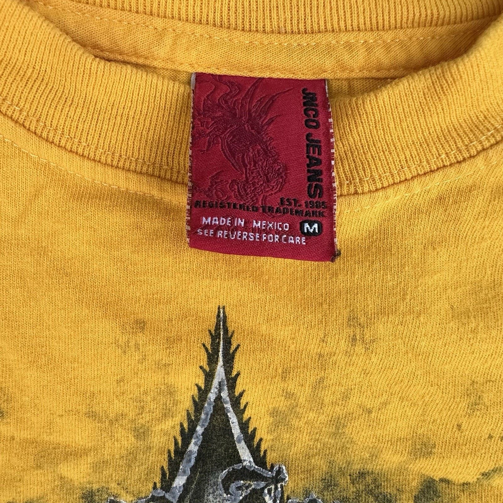 JNCO × Vintage Vintage 90s Y2K Jnco Jeans Skull Wings Yellow Tee T-Shirt Size US M / EU 48-50 / 2 - 5 Thumbnail